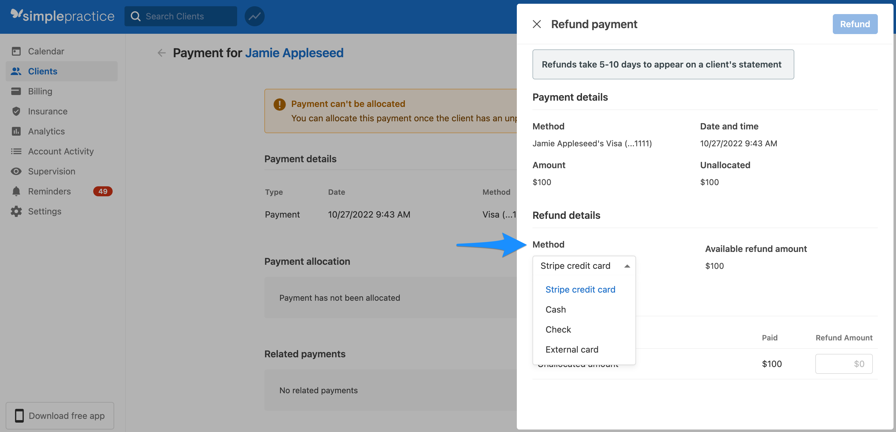 Navigating client payments – SimplePractice Support
