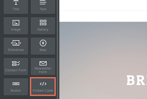 Drag the Embed Code button to the desired location for the widget