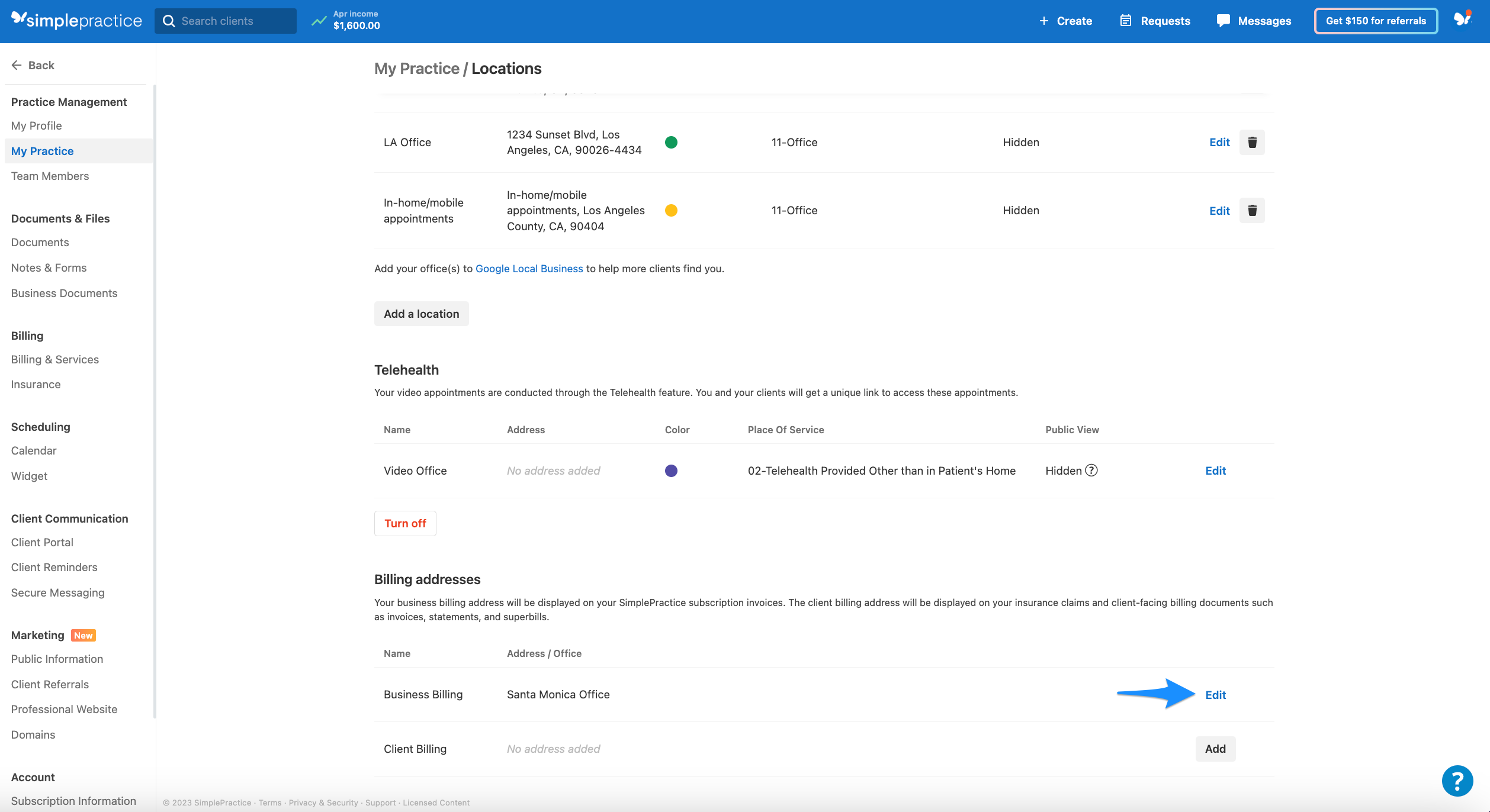 Adding office locations – SimplePractice Support