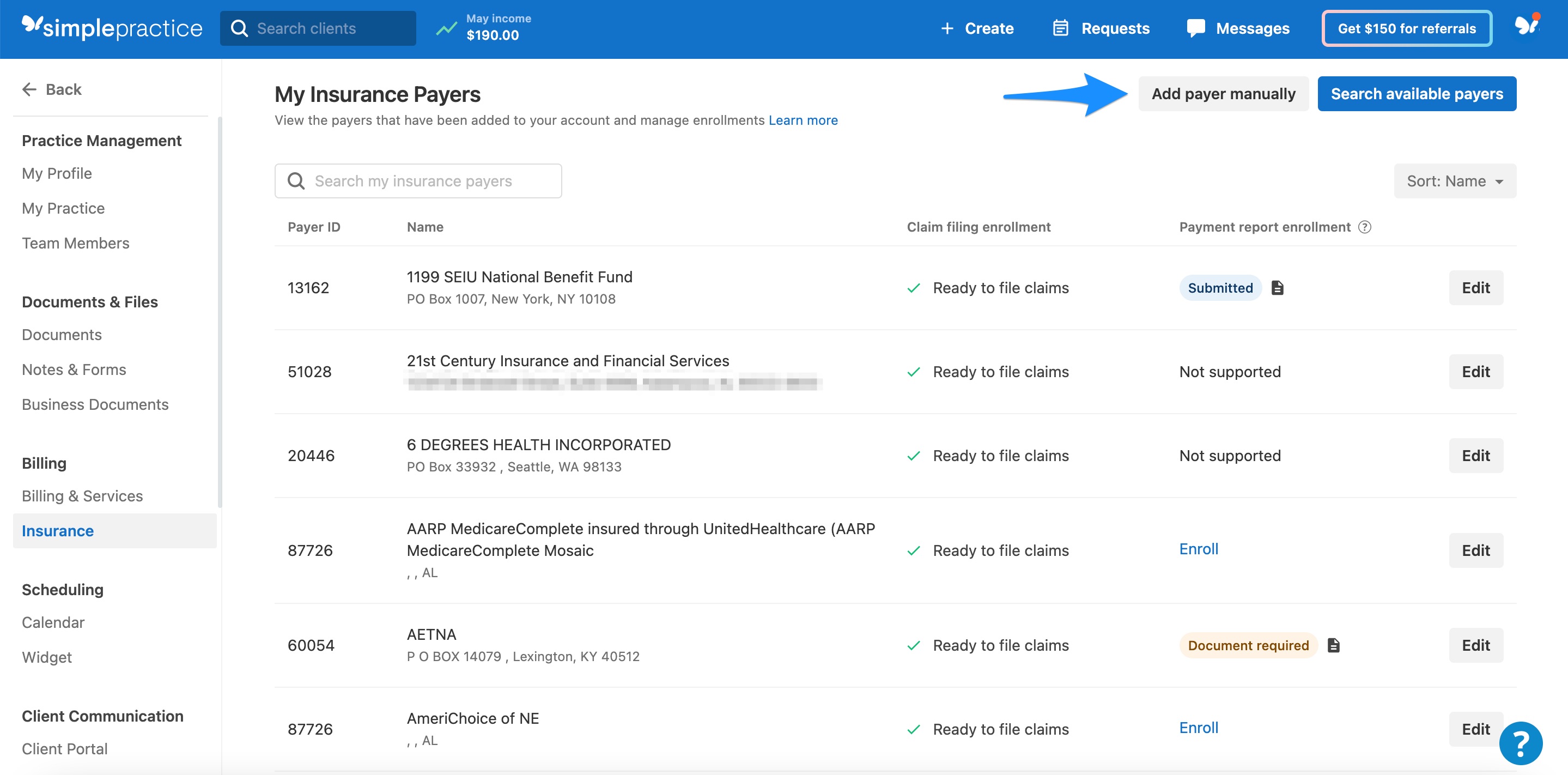 Adding insurance payments – SimplePractice Support