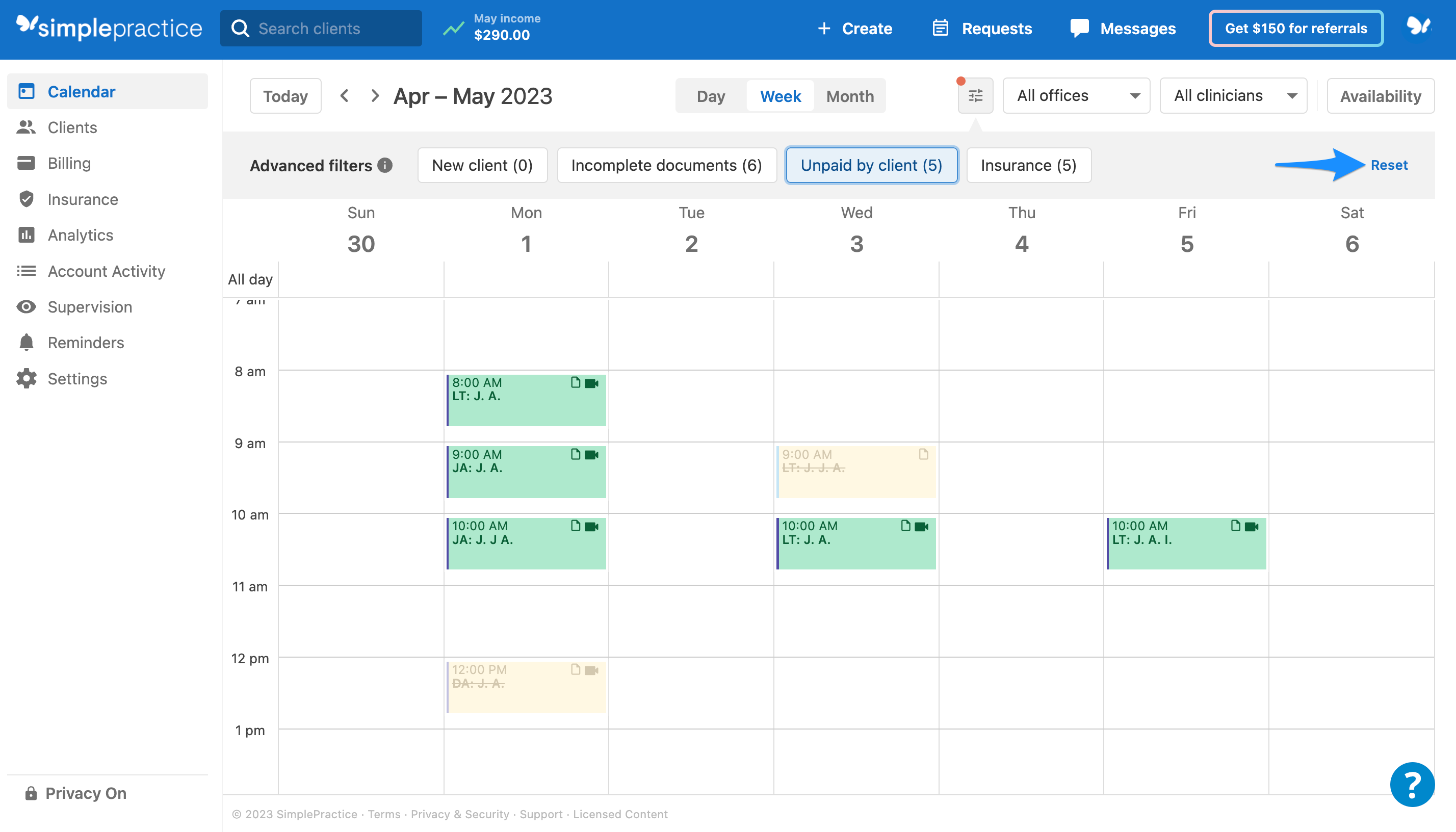 Navigating your calendar – SimplePractice Support