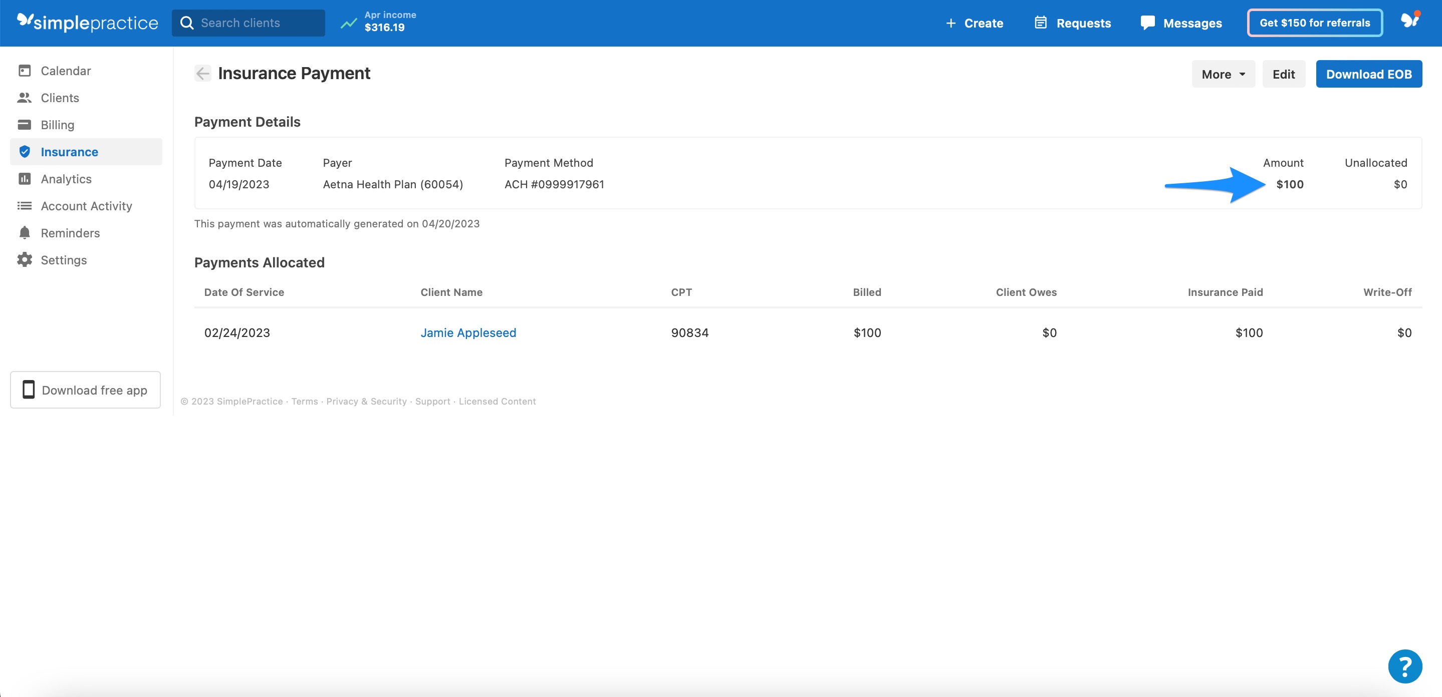 Managing insurance adjustments SimplePractice Support