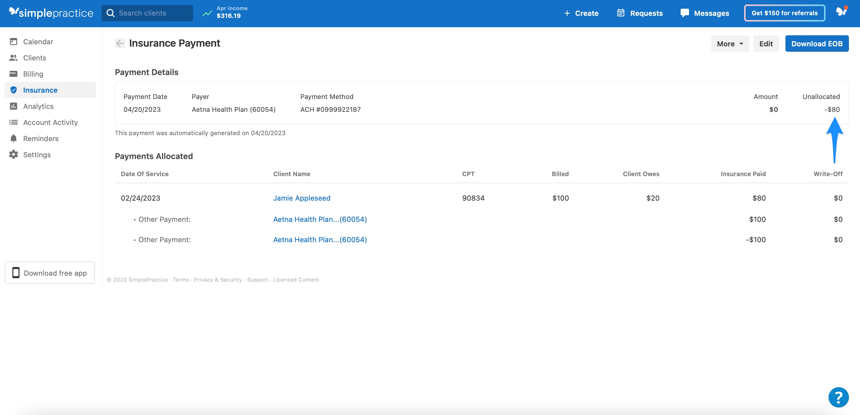 negativeunallocated.simplepractice.adjustmentpayments.jpg