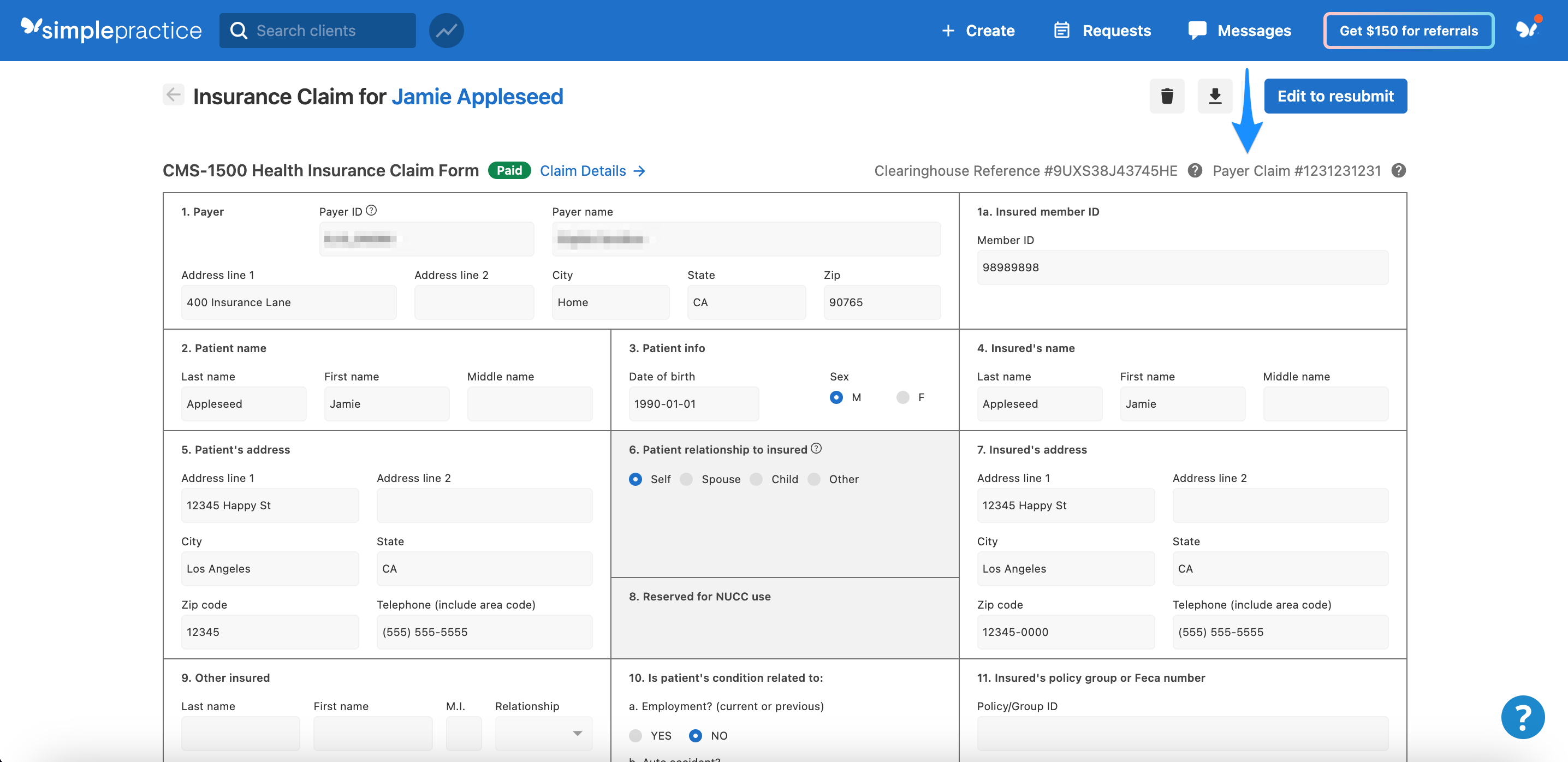 Submitting a corrected claim – SimplePractice Support