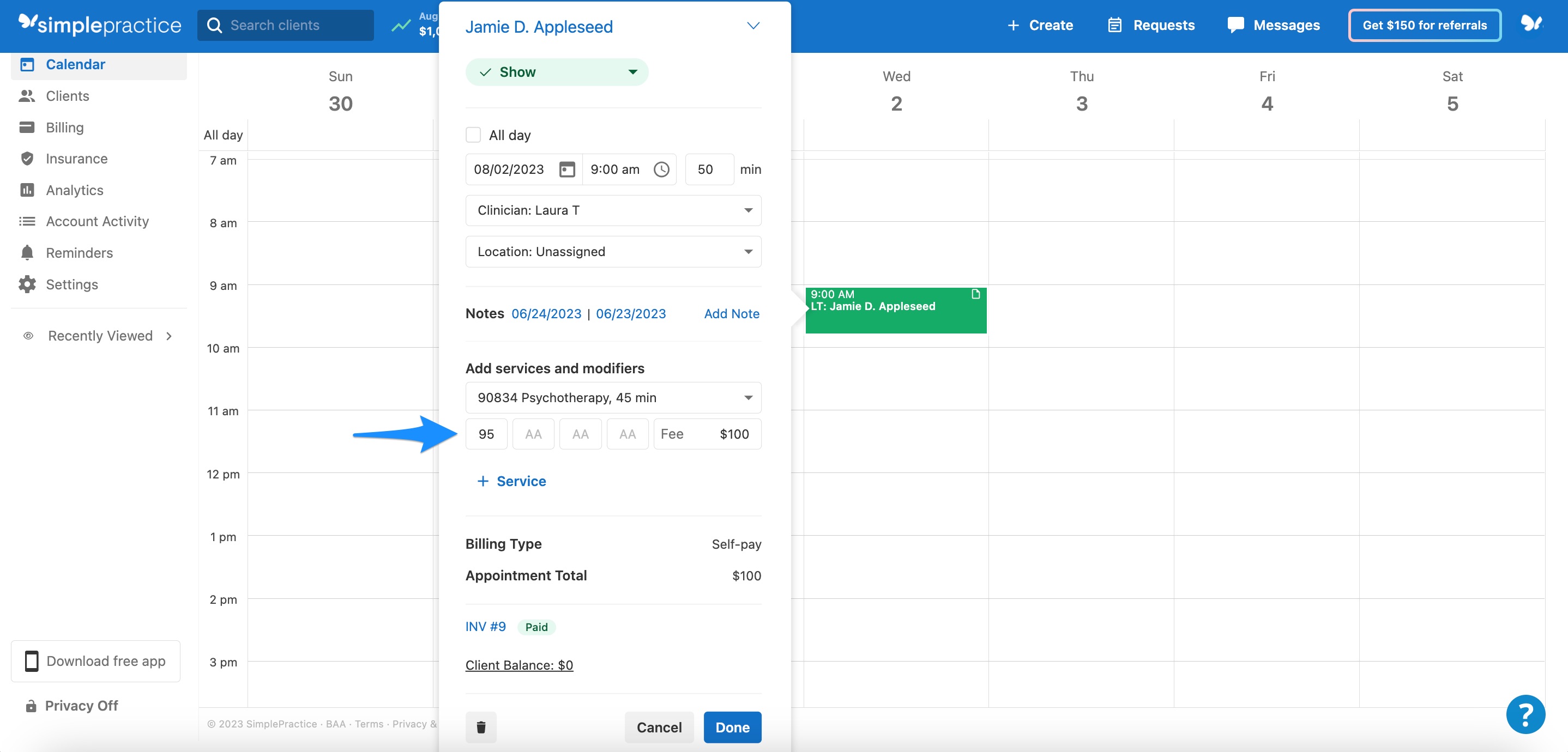 Adding modifiers to claims and superbills – SimplePractice Support