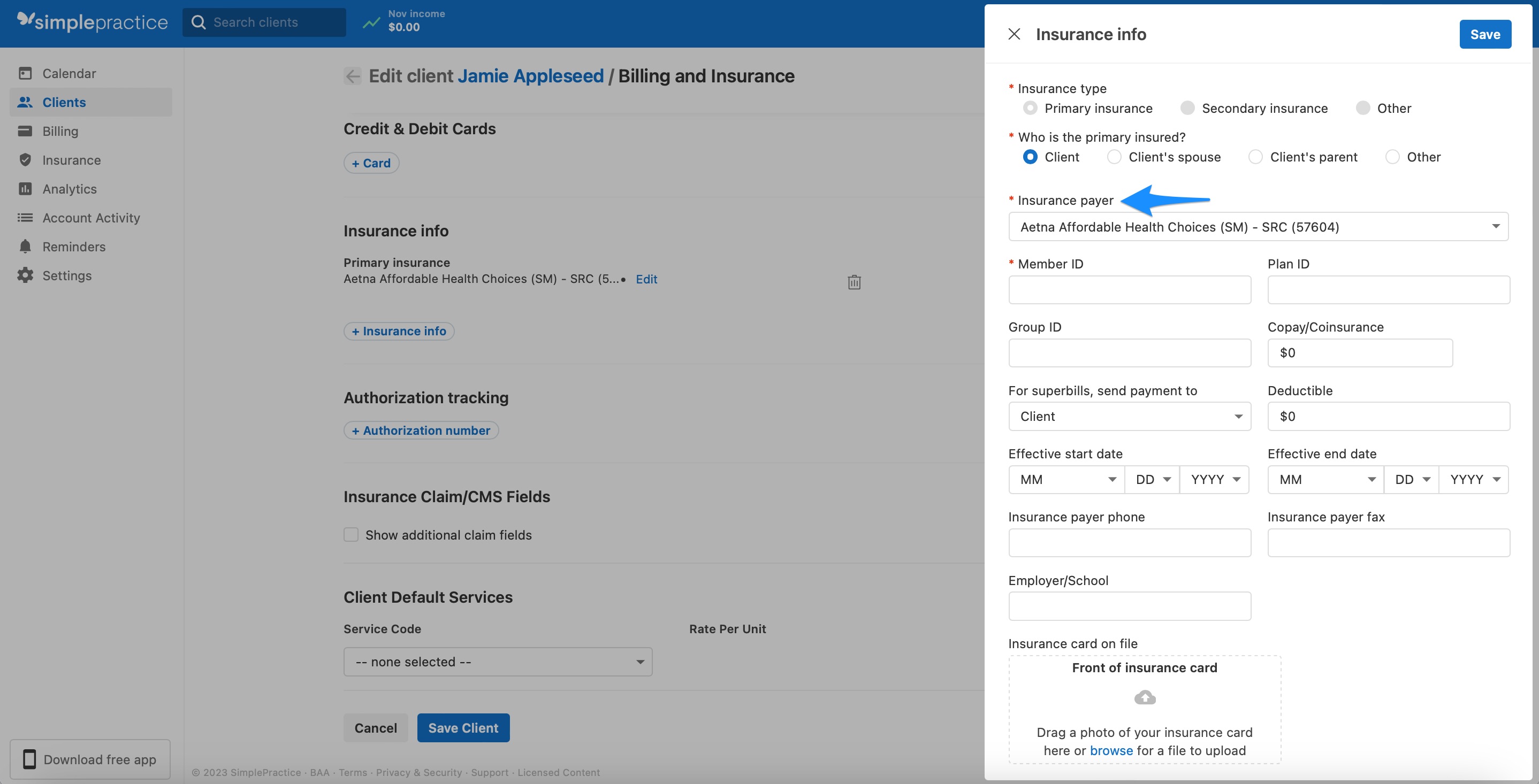 Adding insurance payers and selecting the correct payer ID