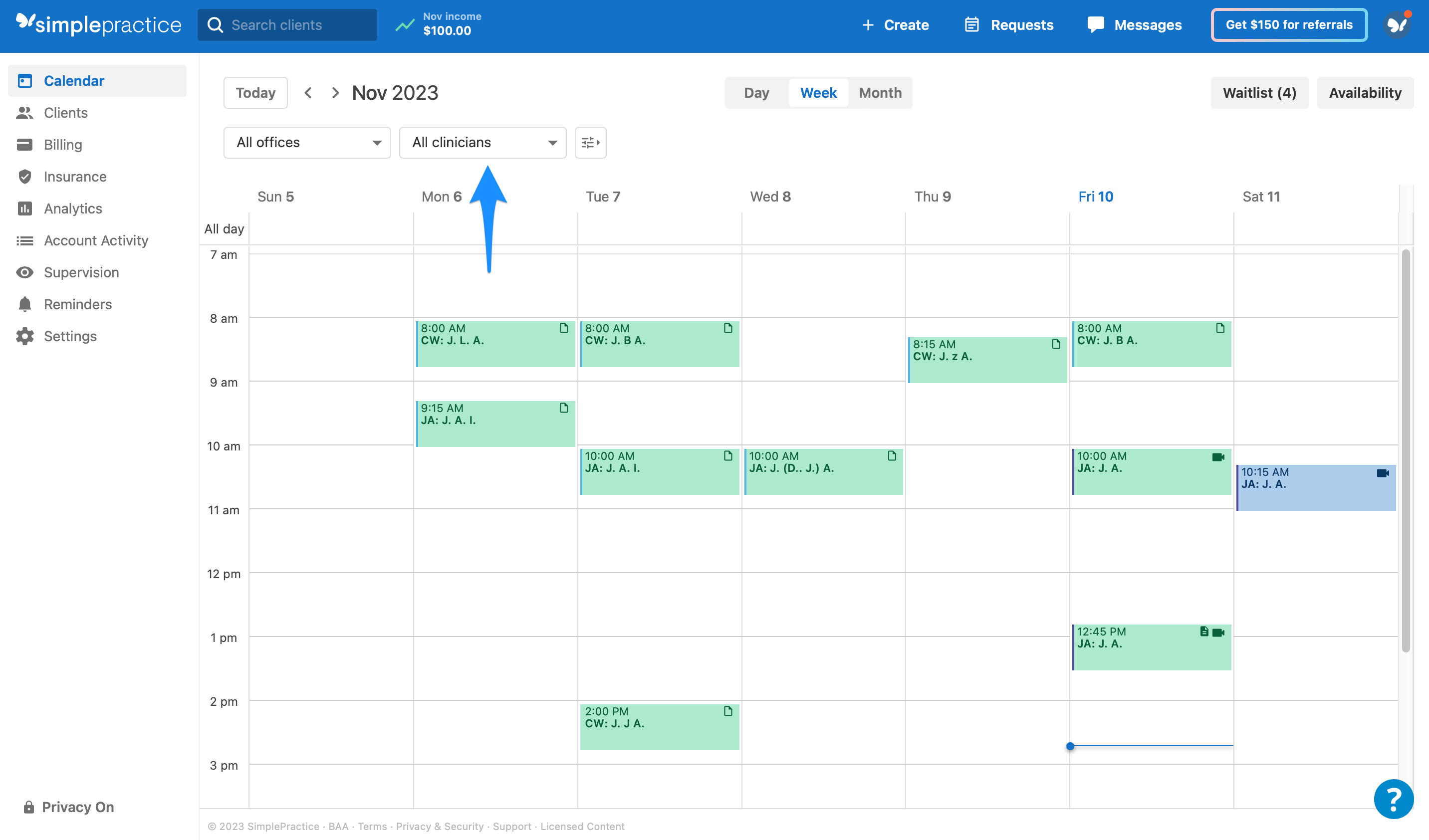 Using your calendar in a group practice – SimplePractice Support