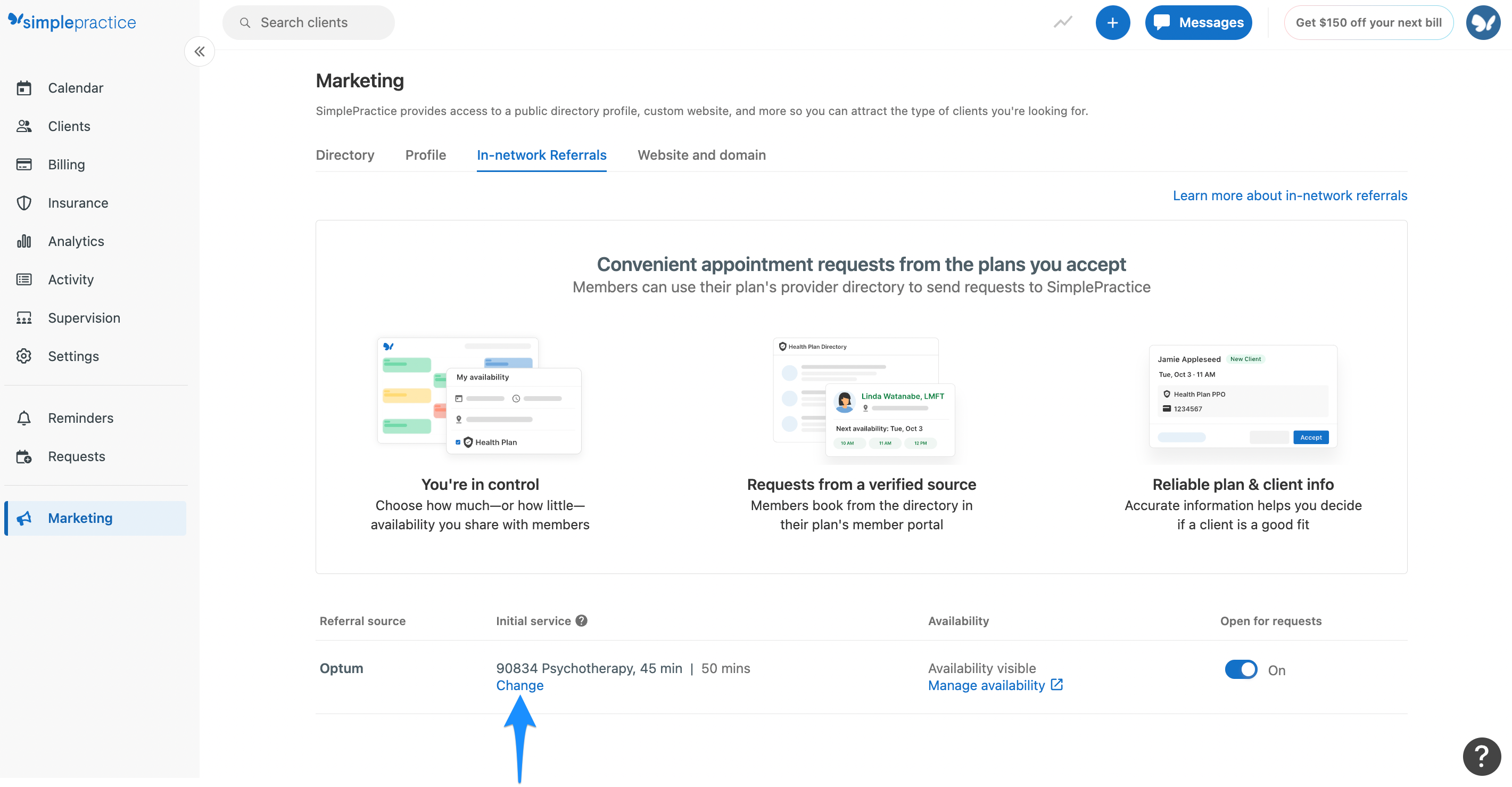 changeinitialservice.simplepractice.innetworkreferrals.png