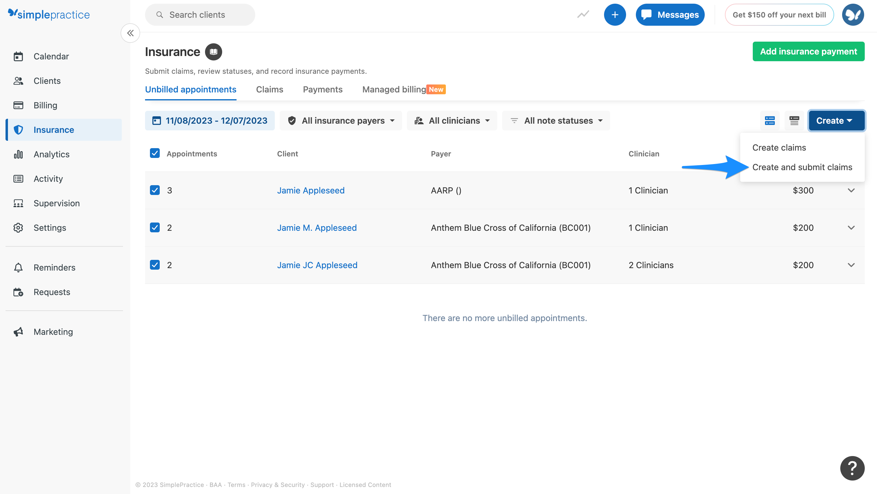 createandsubmitclaims.simplepractice.unbilledappointments.png