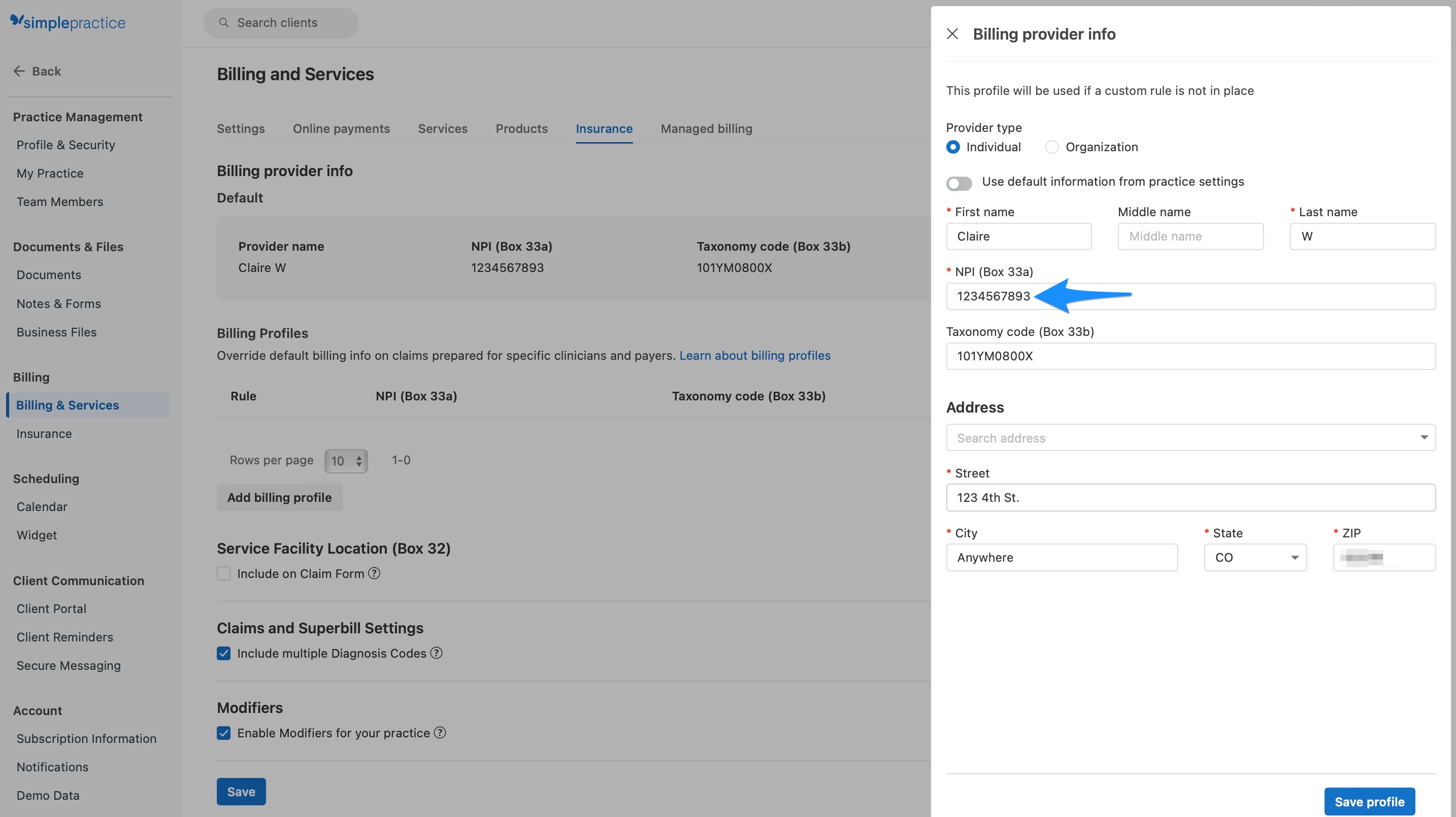 NPI.simplepractice.defaultbillingprofile.jpg