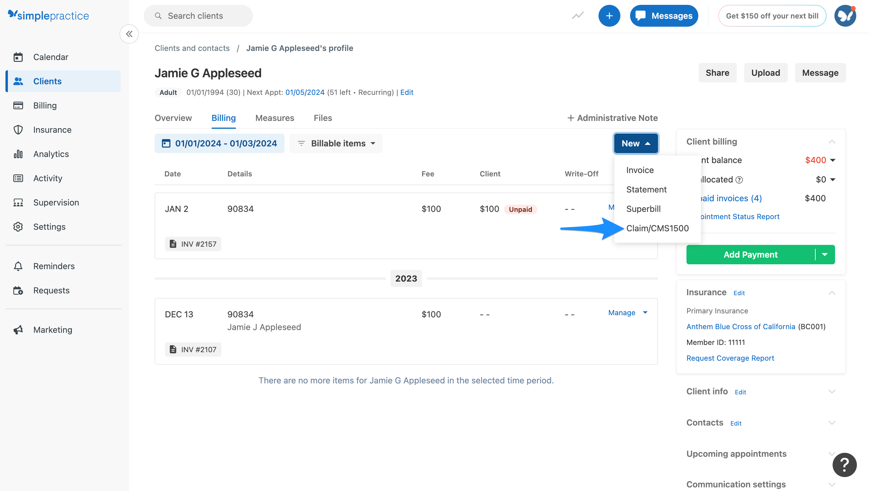 newclaim:cms1500.simplepractice.clientoverview.png