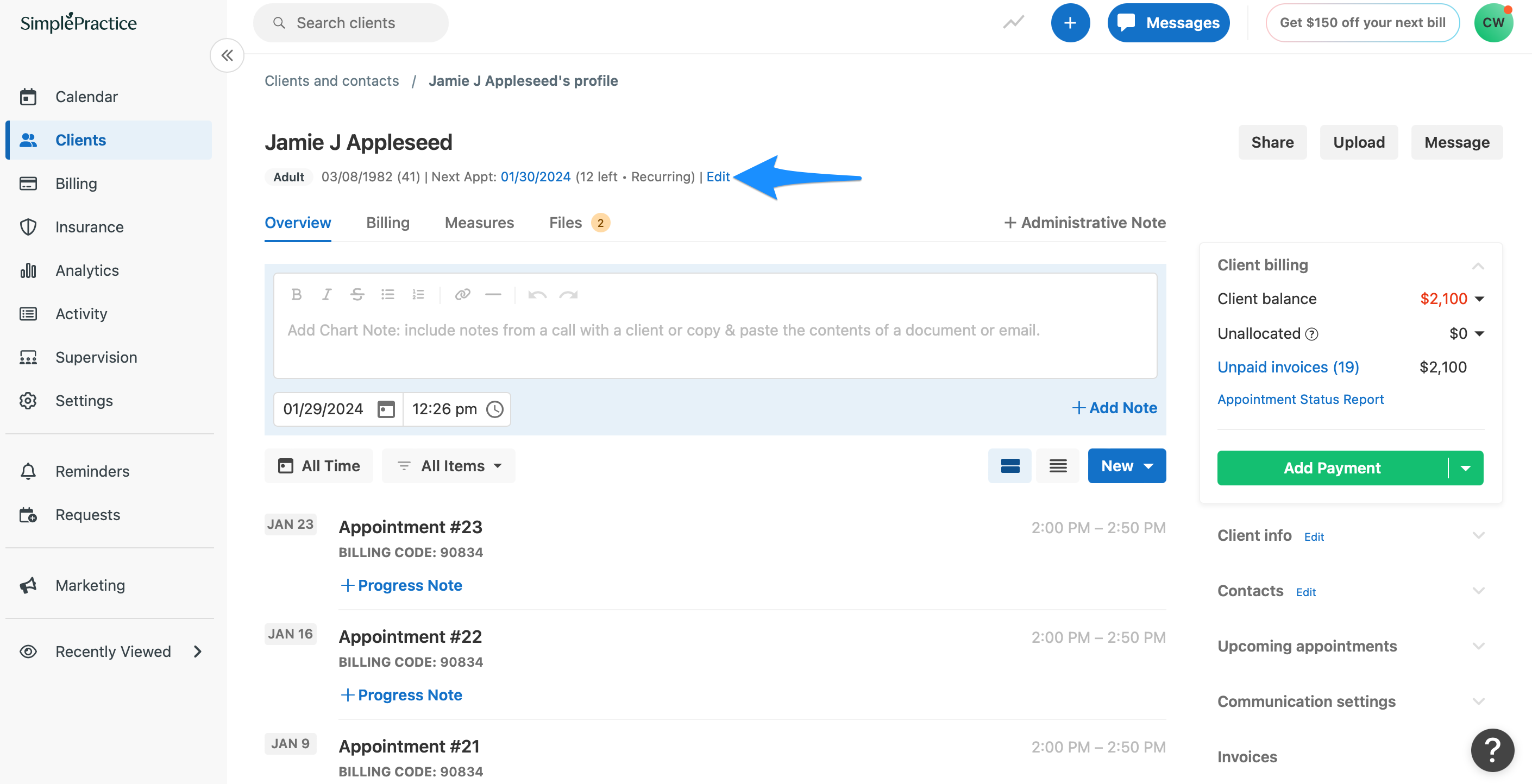 Editing A Client's Information – SimplePractice Support