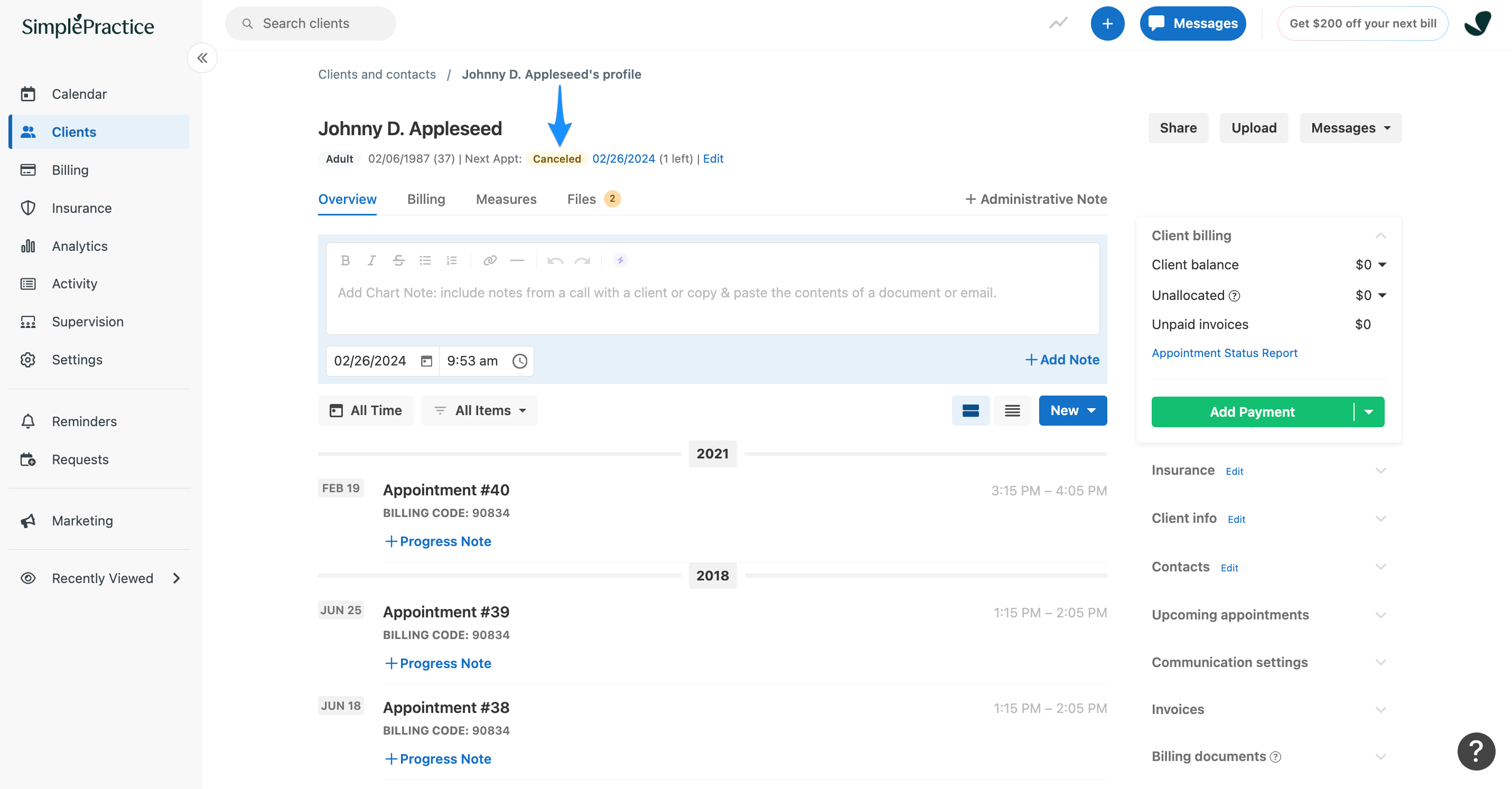 canceledupcomingappointments.simplepractice.clientoverview.png
