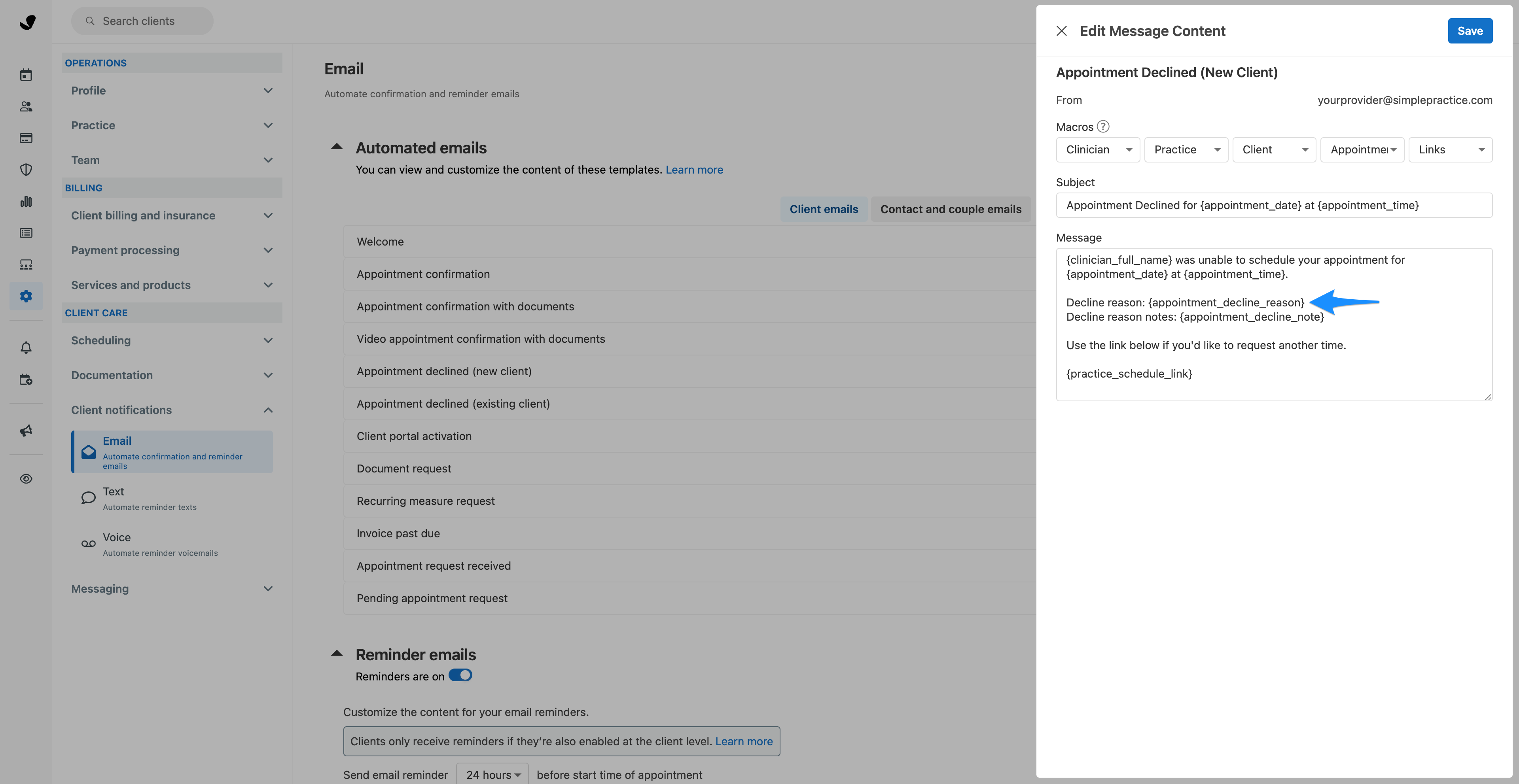 declinereasonmacros.simplepractice.editingemails.png