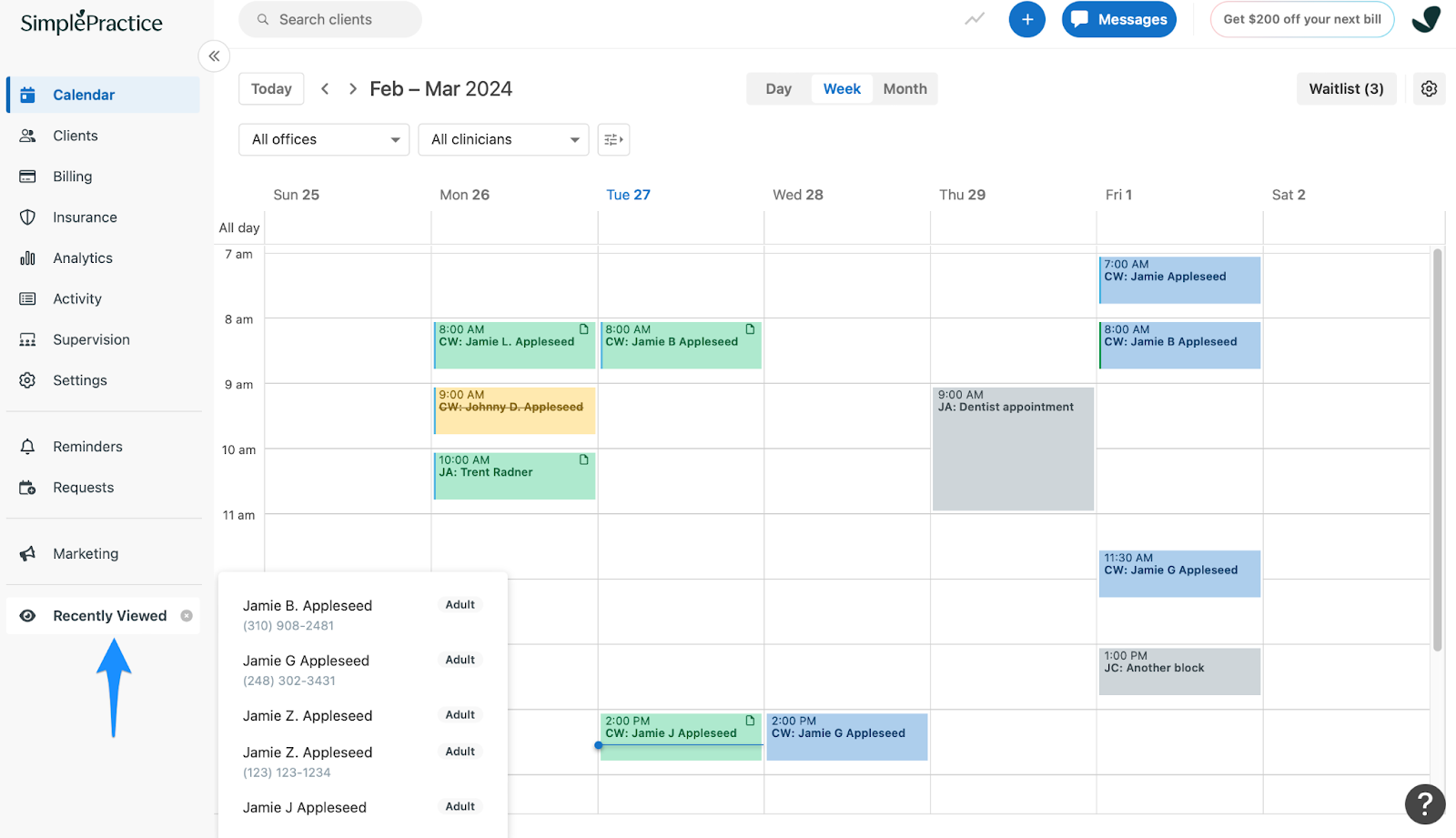 Navigating your calendar – SimplePractice Support