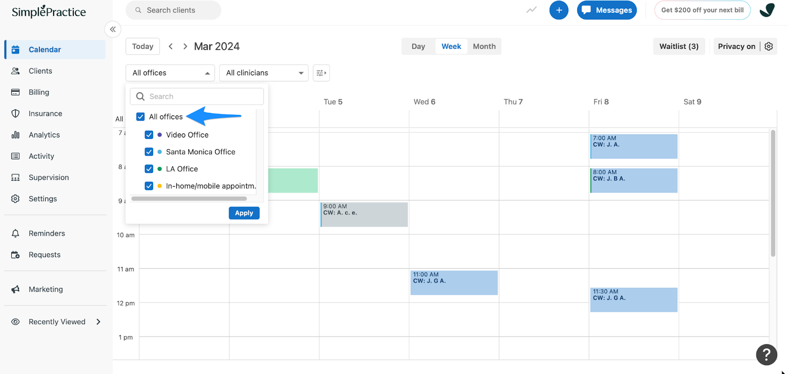 Navigating your calendar – SimplePractice Support