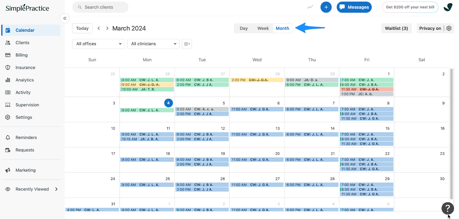 Navigating your calendar – SimplePractice Support