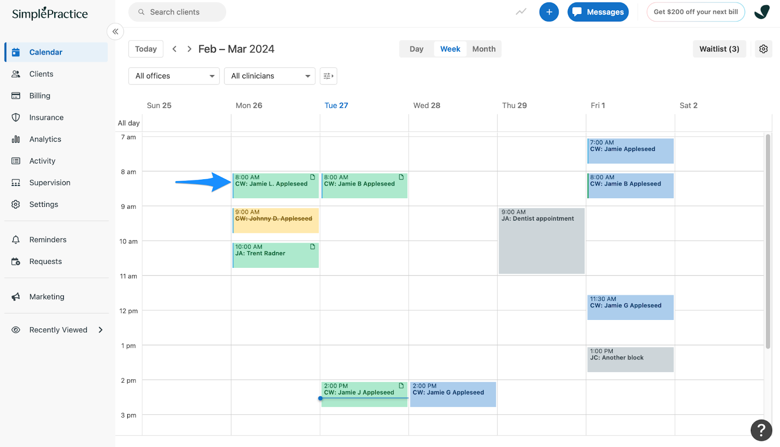 Navigating your calendar – SimplePractice Support