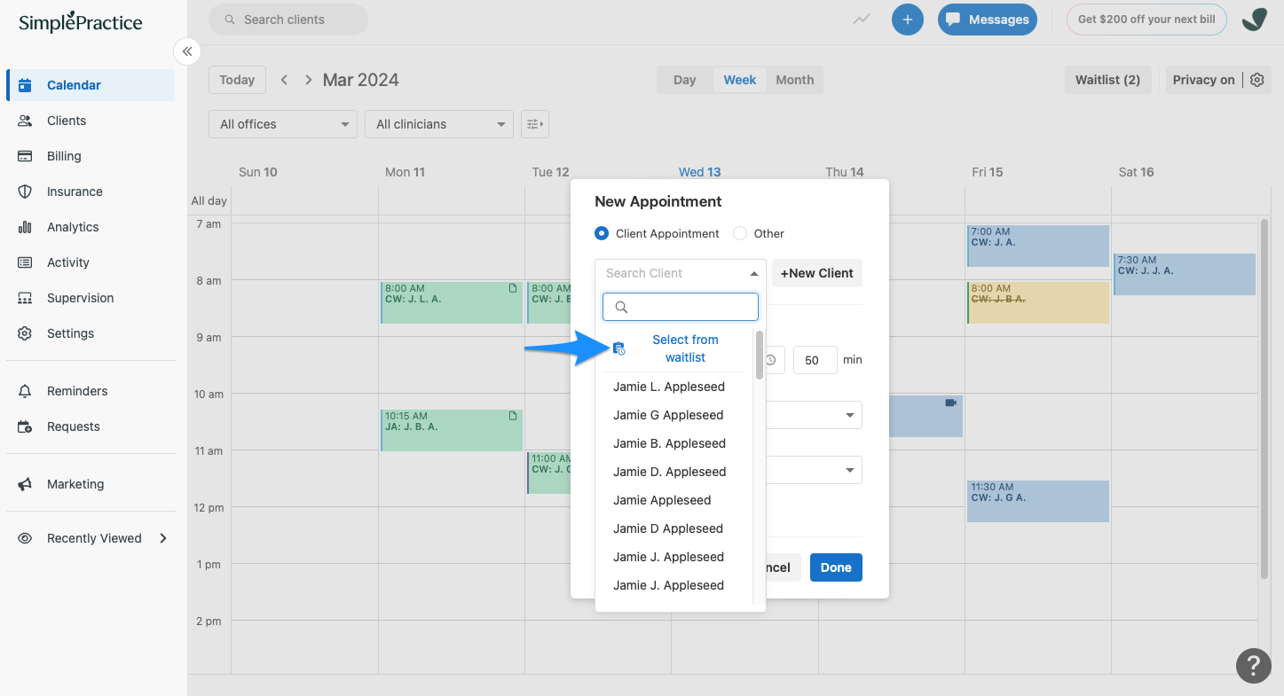 Managing the client waitlist – SimplePractice Support