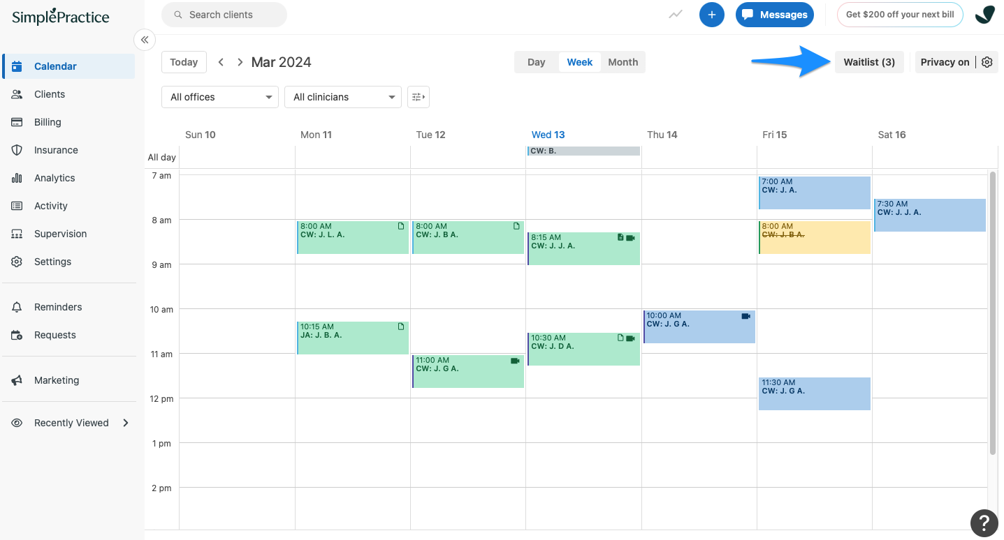 Managing the client waitlist – SimplePractice Support