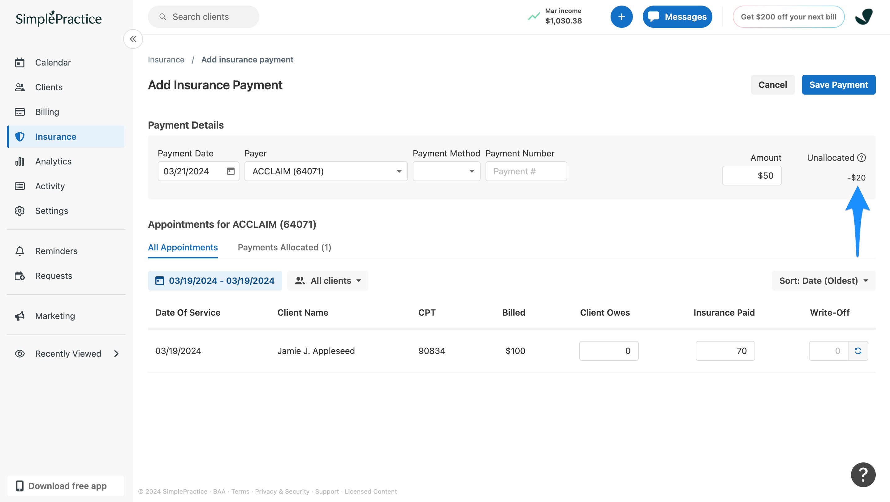 negativeunallocated.simplepractice.unallocatedpayments.jpg