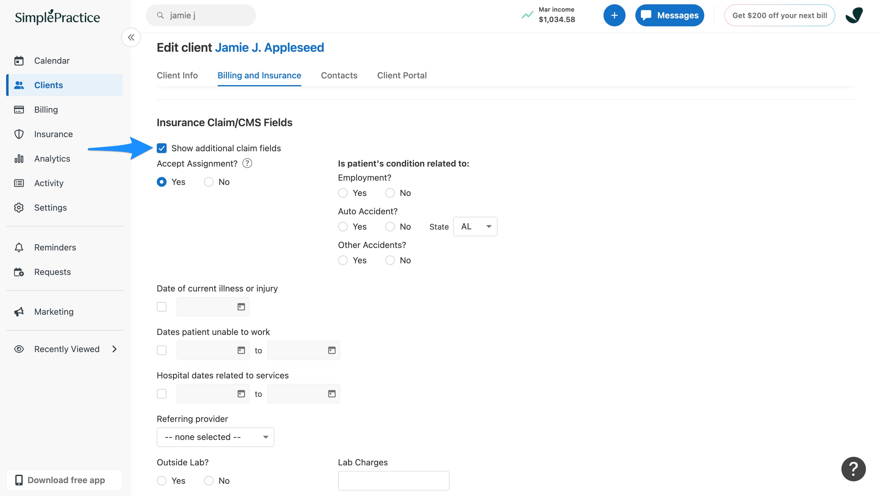 showadditionalclaimfields.simplepractice.billingandinsuranceinfo.jpg
