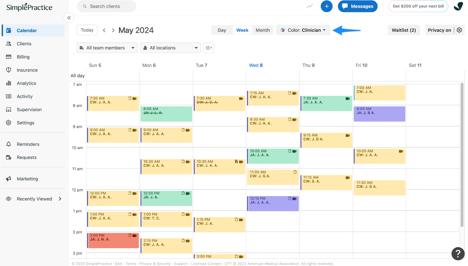Navigating your calendar – SimplePractice Support