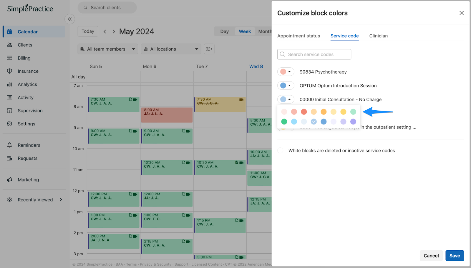 Navigating your calendar – SimplePractice Support