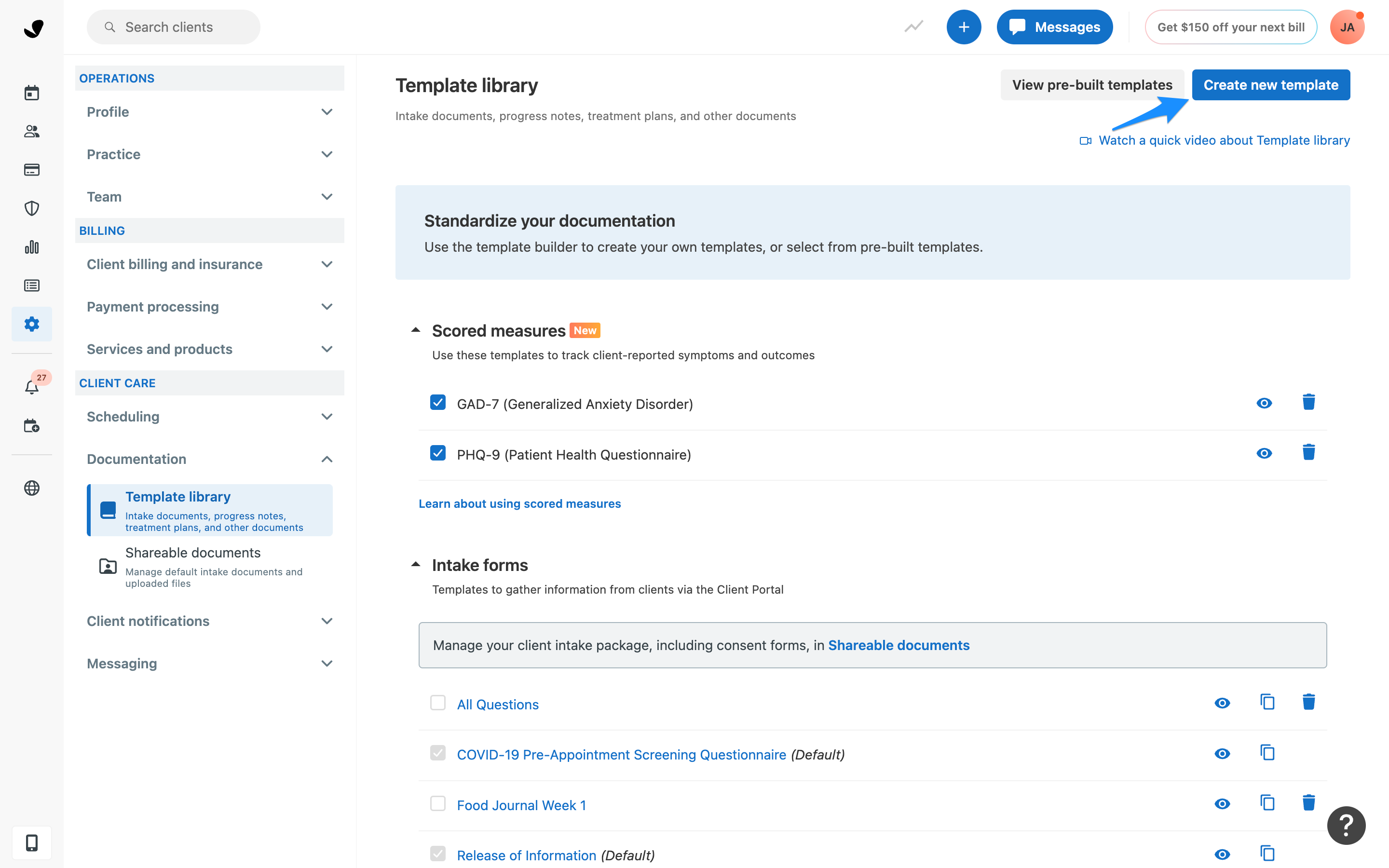 Creating customized templates – SimplePractice Support