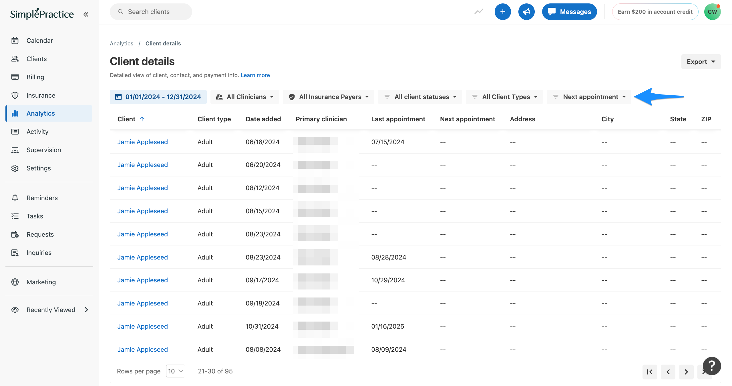 Understanding your clients and appointments reports – SimplePractice ...