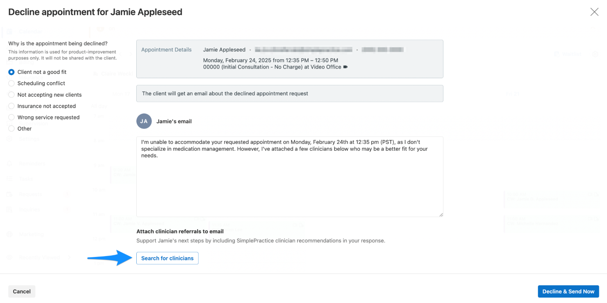 searchforclinicians.simplepractice.declineappointment.png
