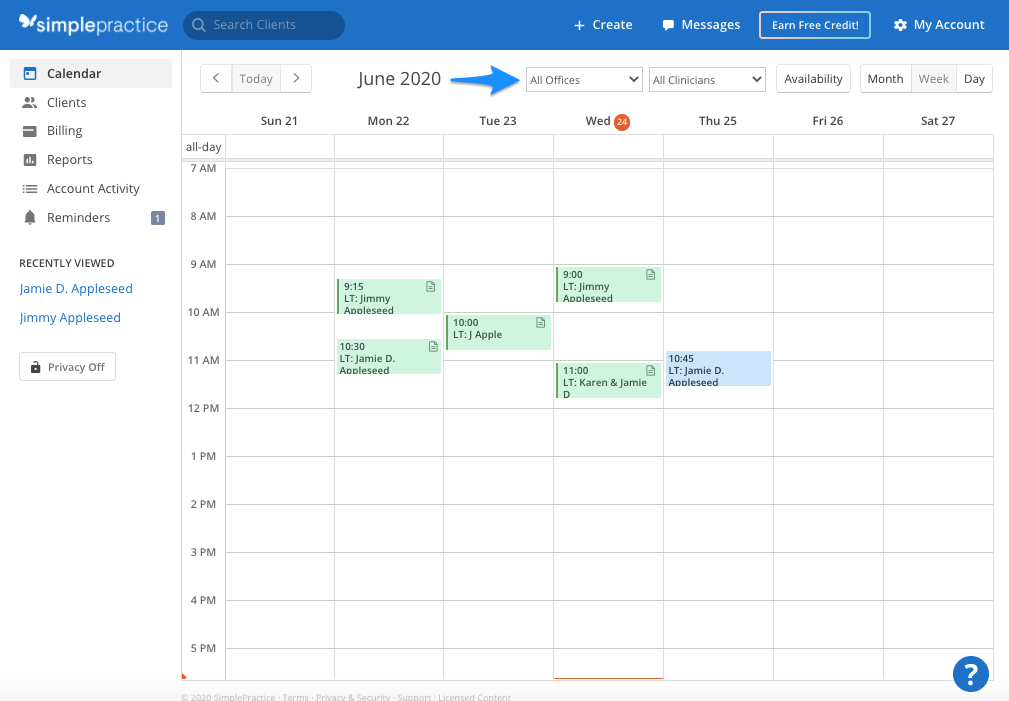 Navigating your calendar – SimplePractice Support