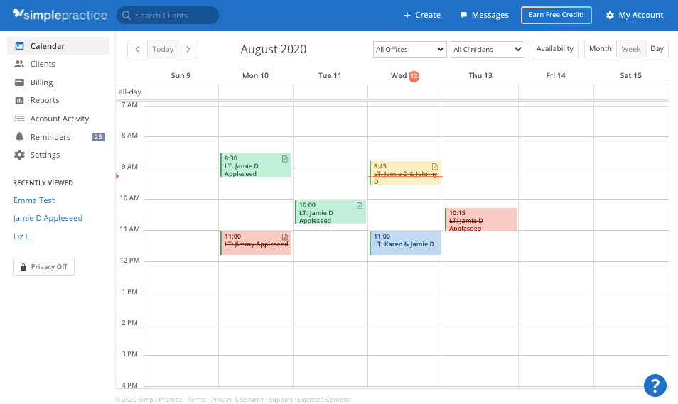 Navigating your calendar – SimplePractice Support