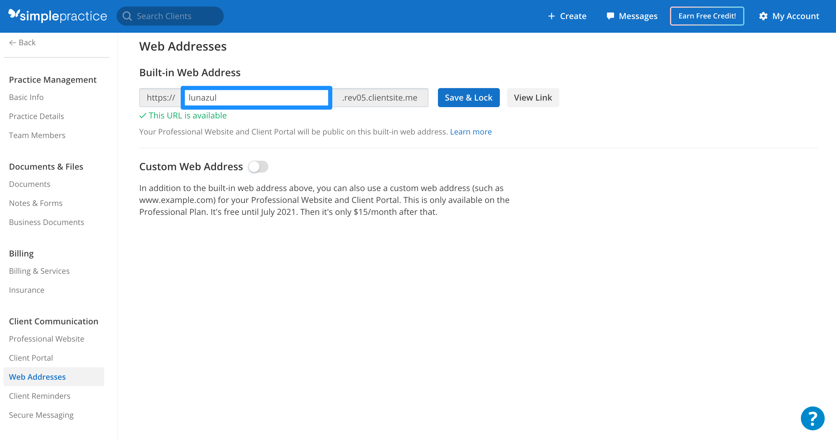 Setting a Web Address – SimplePractice Support