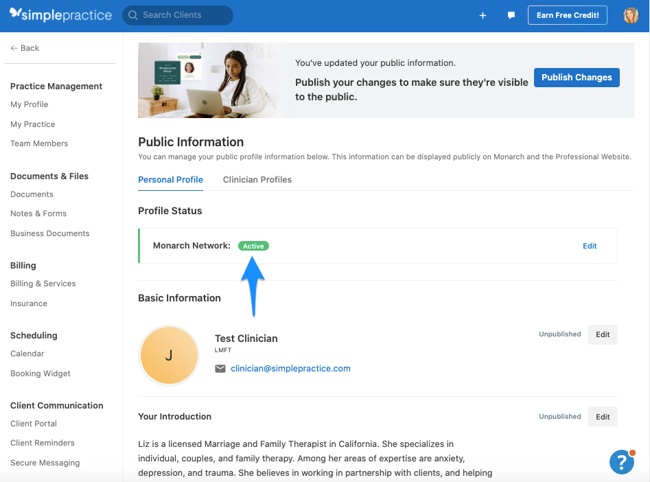 Updating your Public Information settings – SimplePractice Support