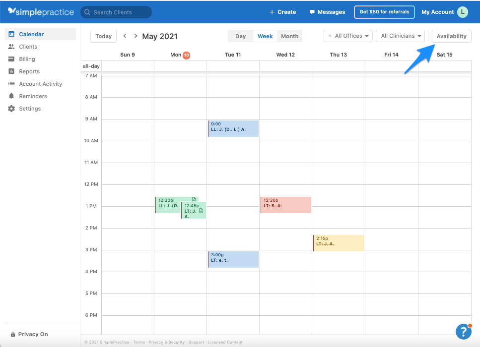 Managing your Availability SimplePractice Support