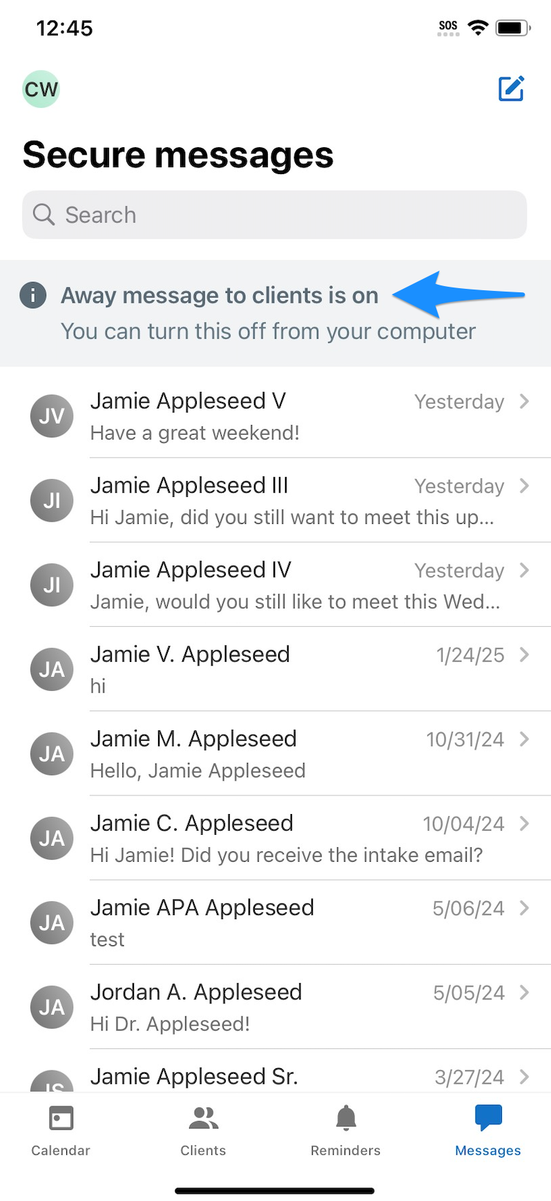 awaymessage.simplepracticemobileapp.securemessages.png