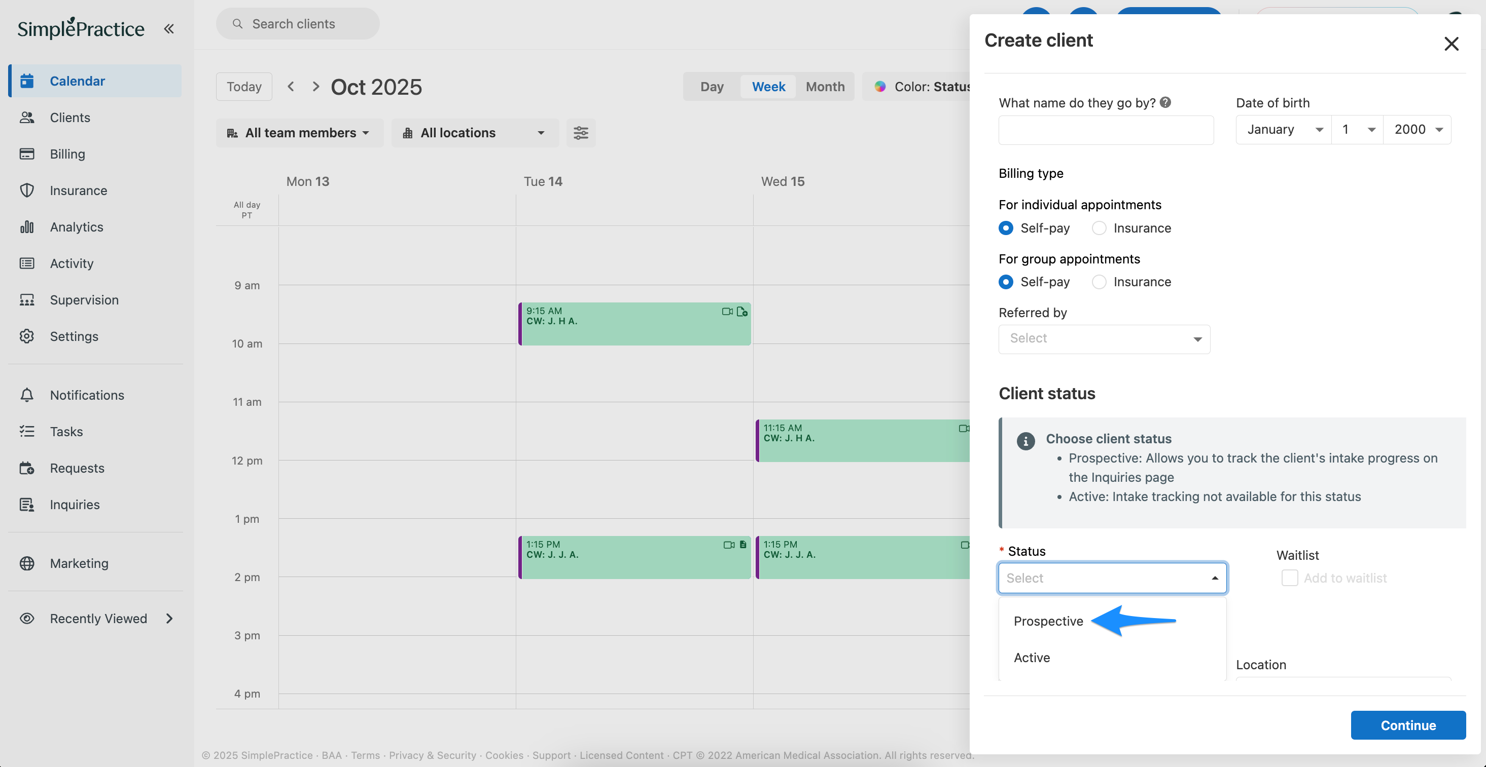 Managing prospective clients on the Inquiries page – SimplePractice Support