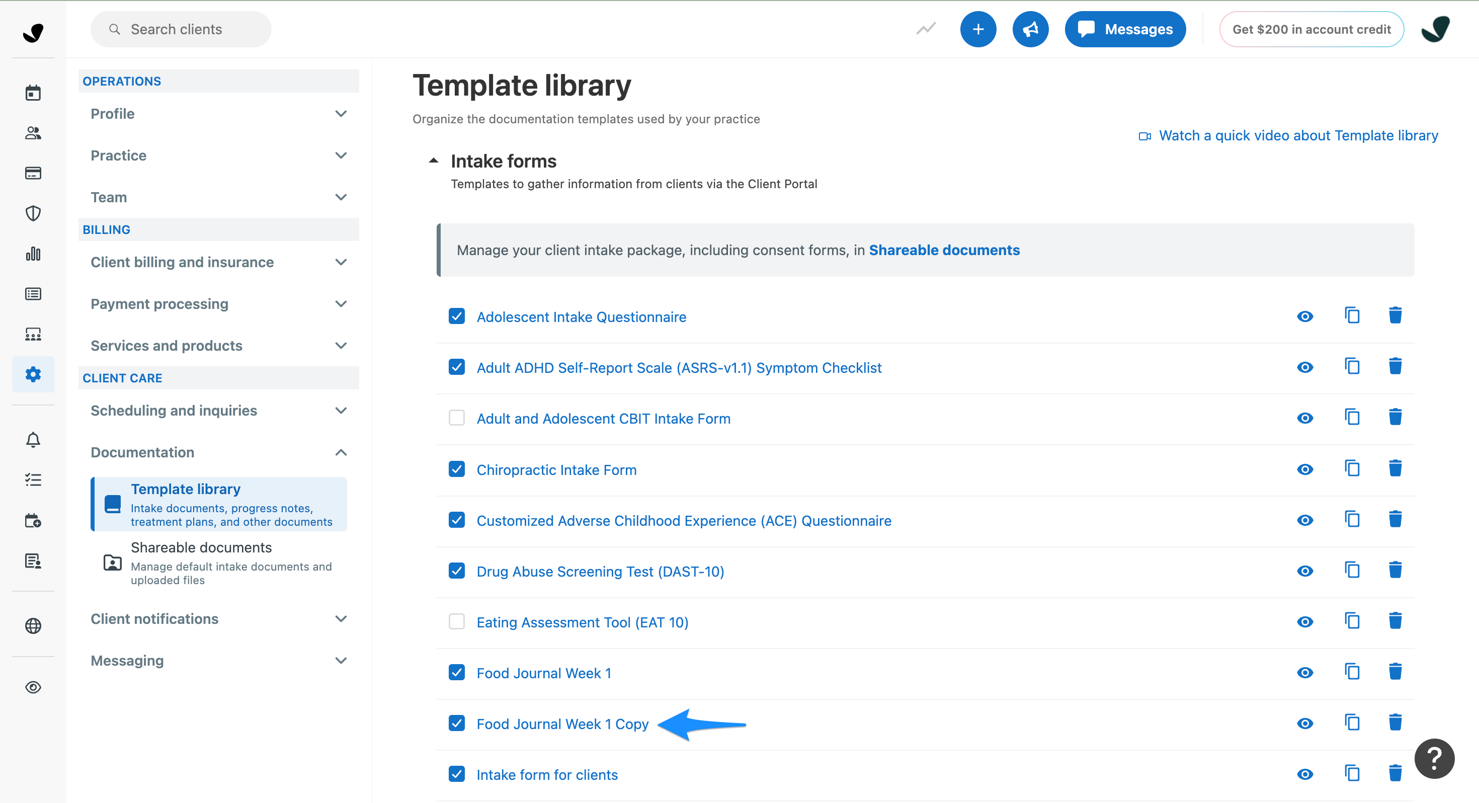 Duplicated journal template ready for editing