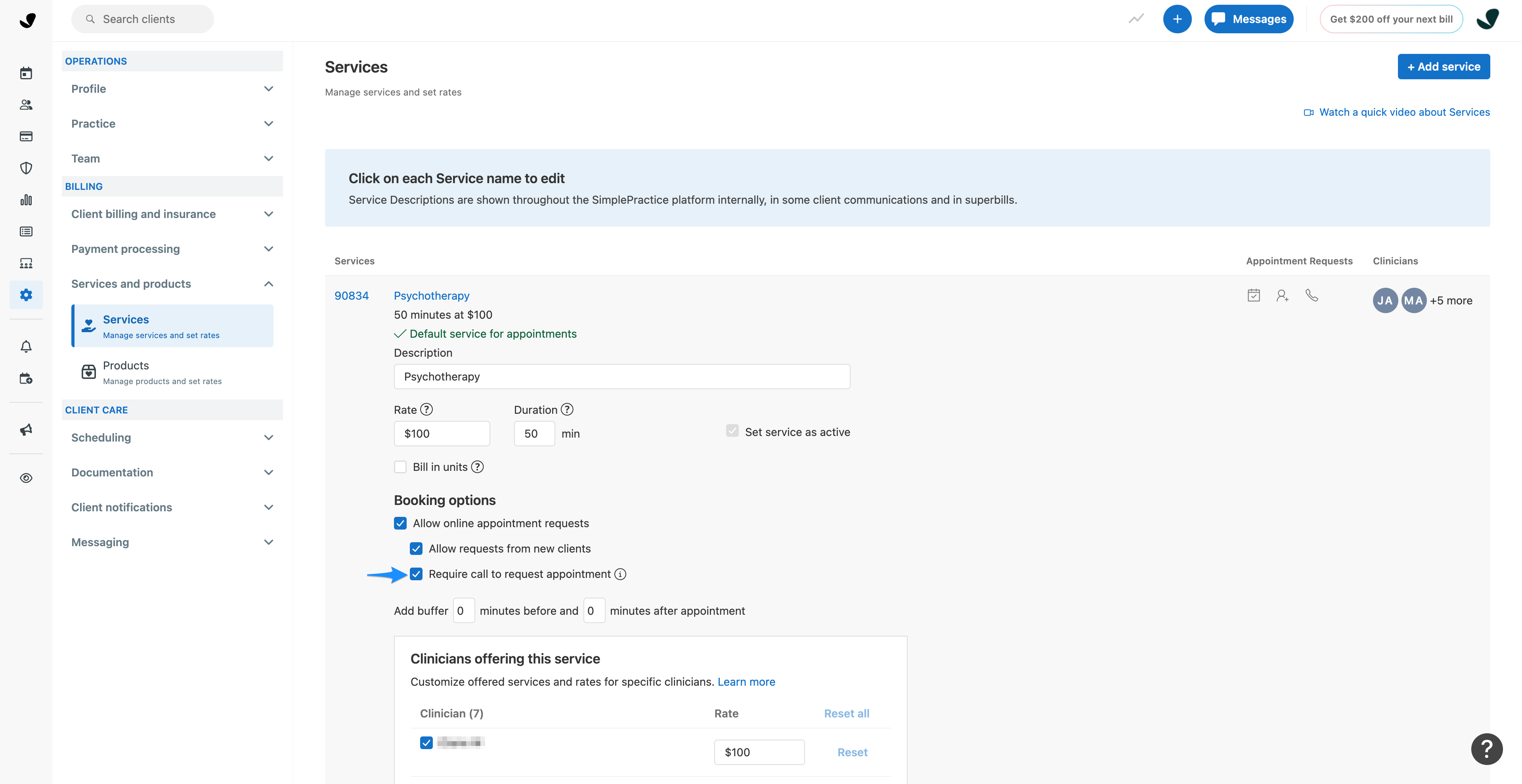 Require call to request appointment setting