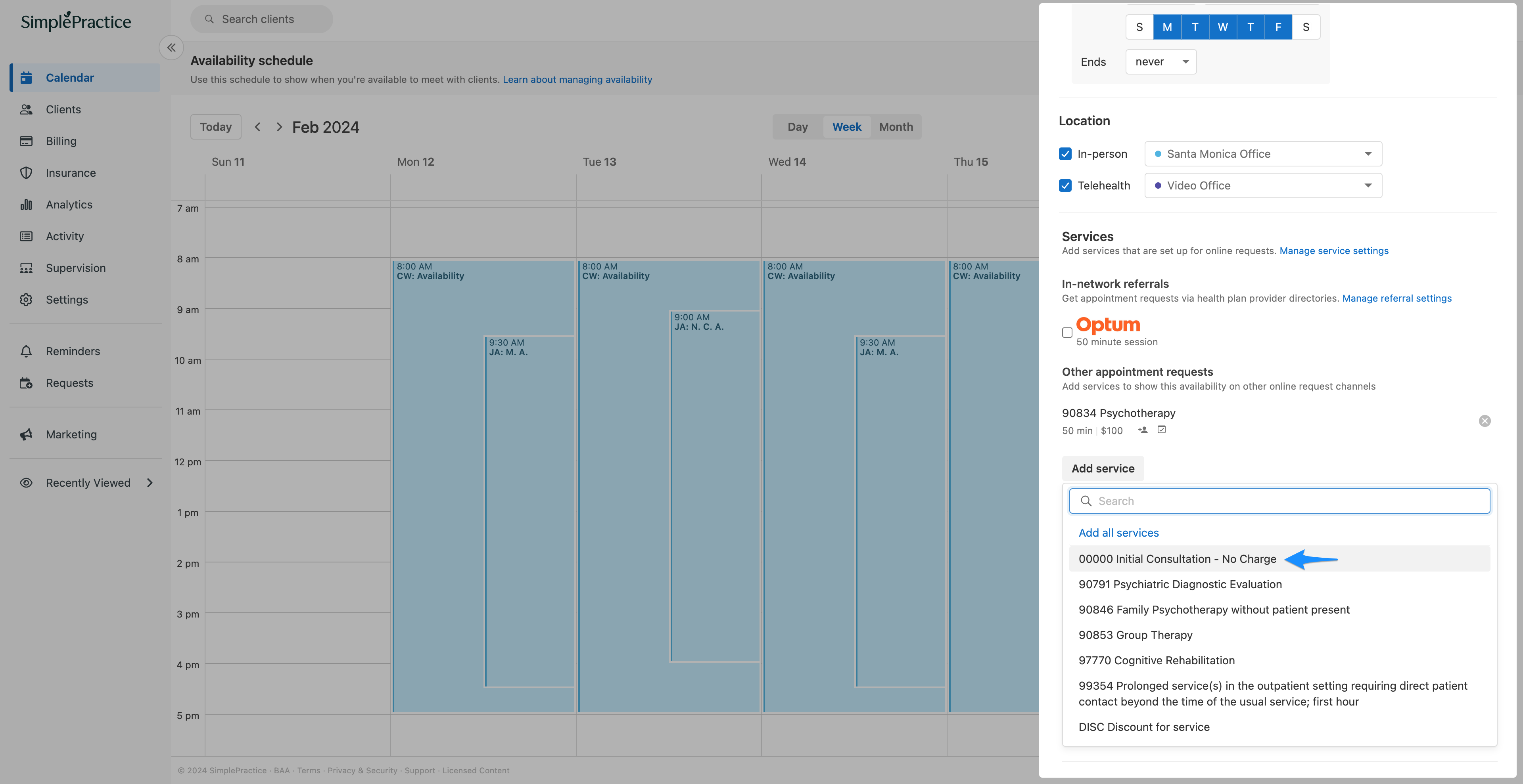 Adding phone screening service to availability block
