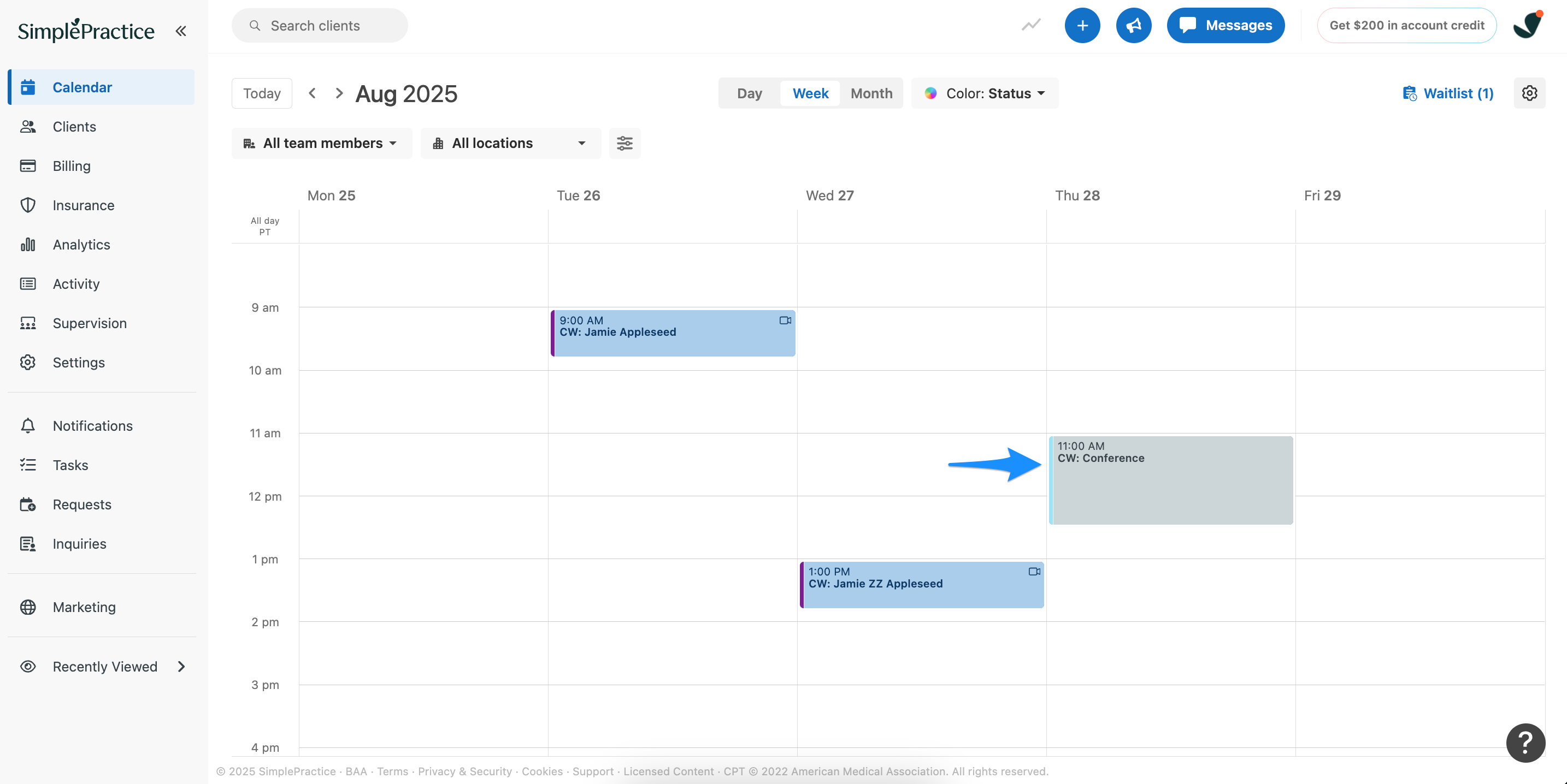 A calendar event displayed in dark gray on the calendar