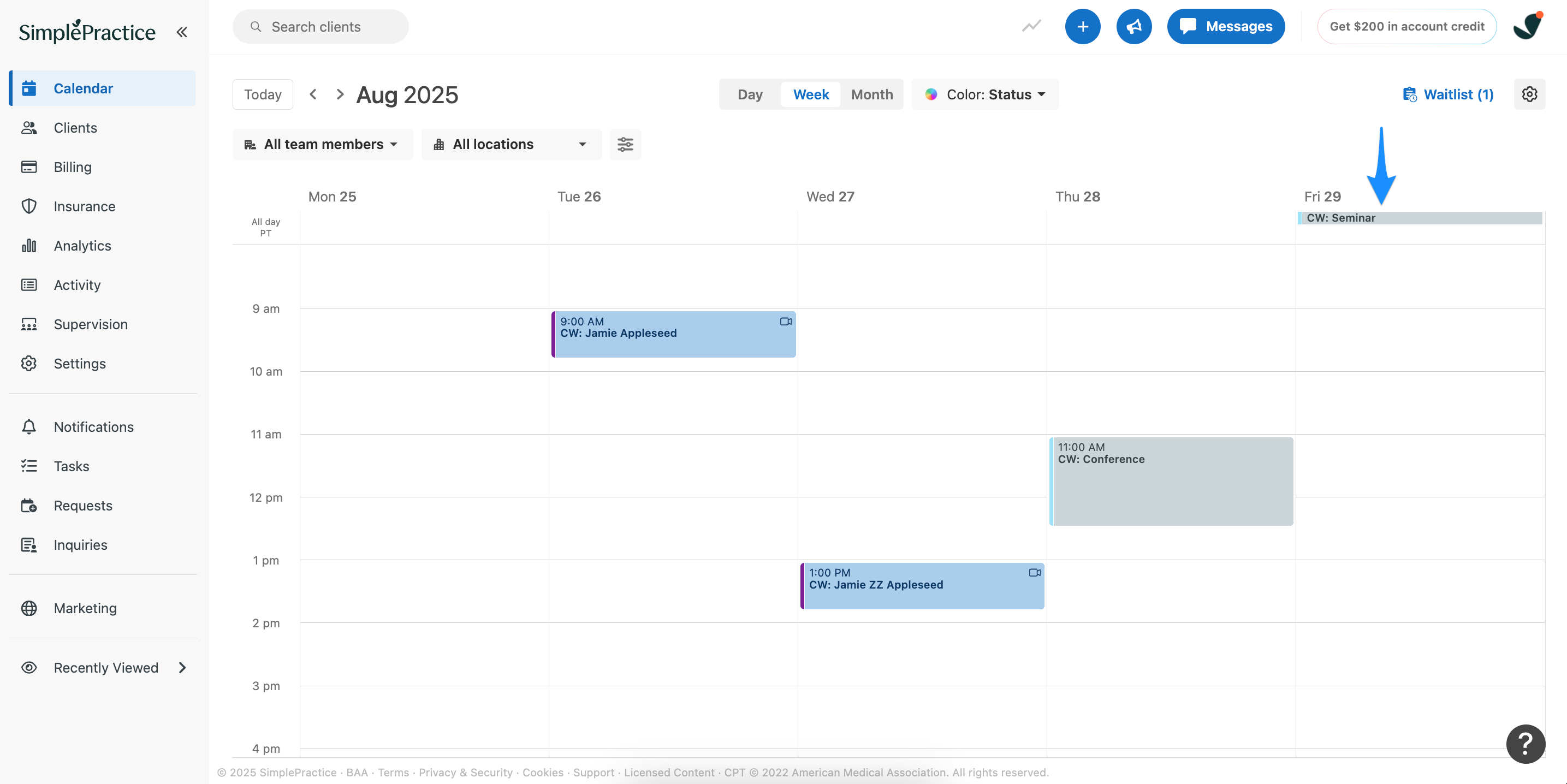 An all-day calendar event shown as a dark gray bar at the top of the day