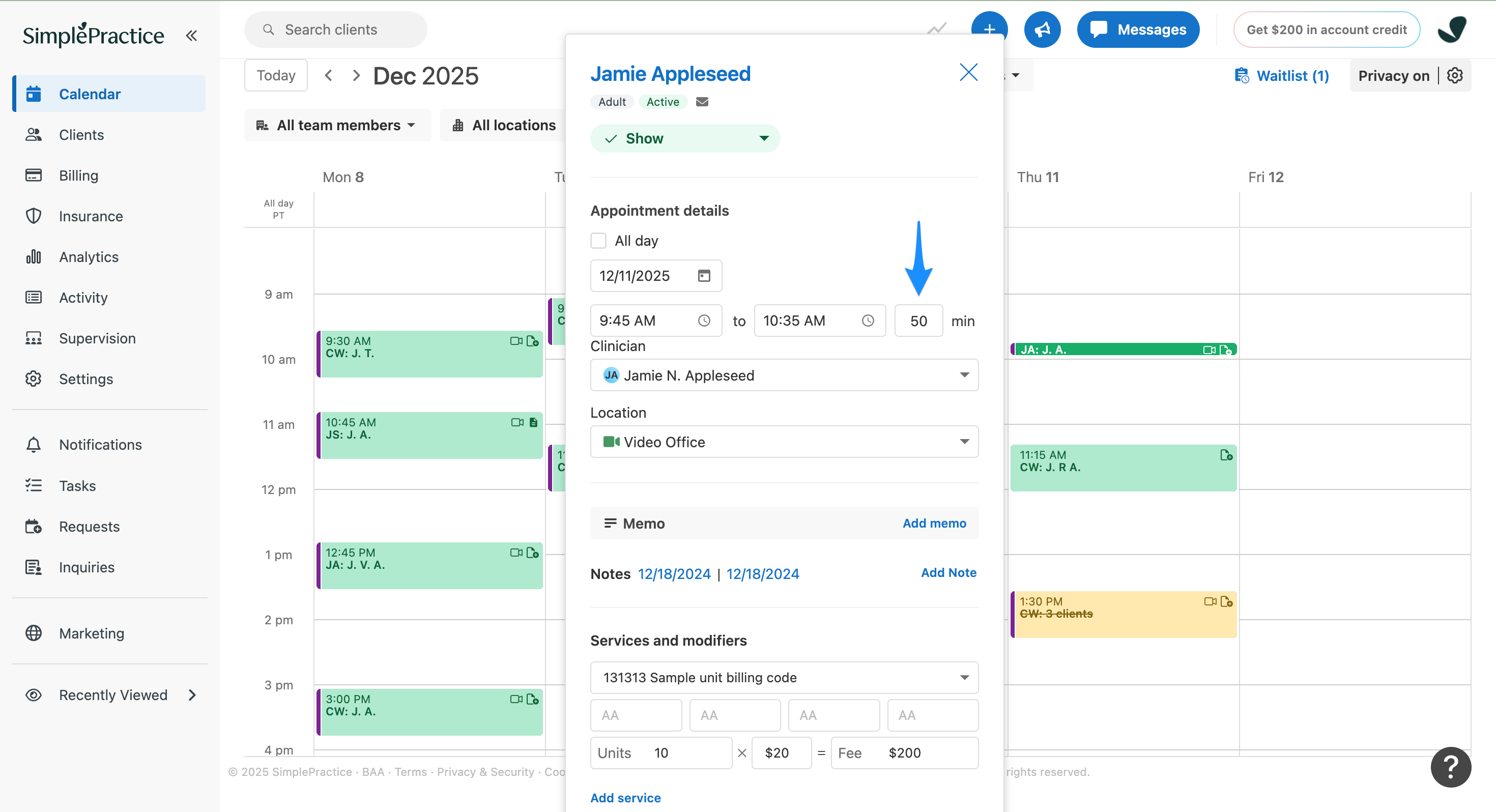 Duration of appointment updated in appointment flyout