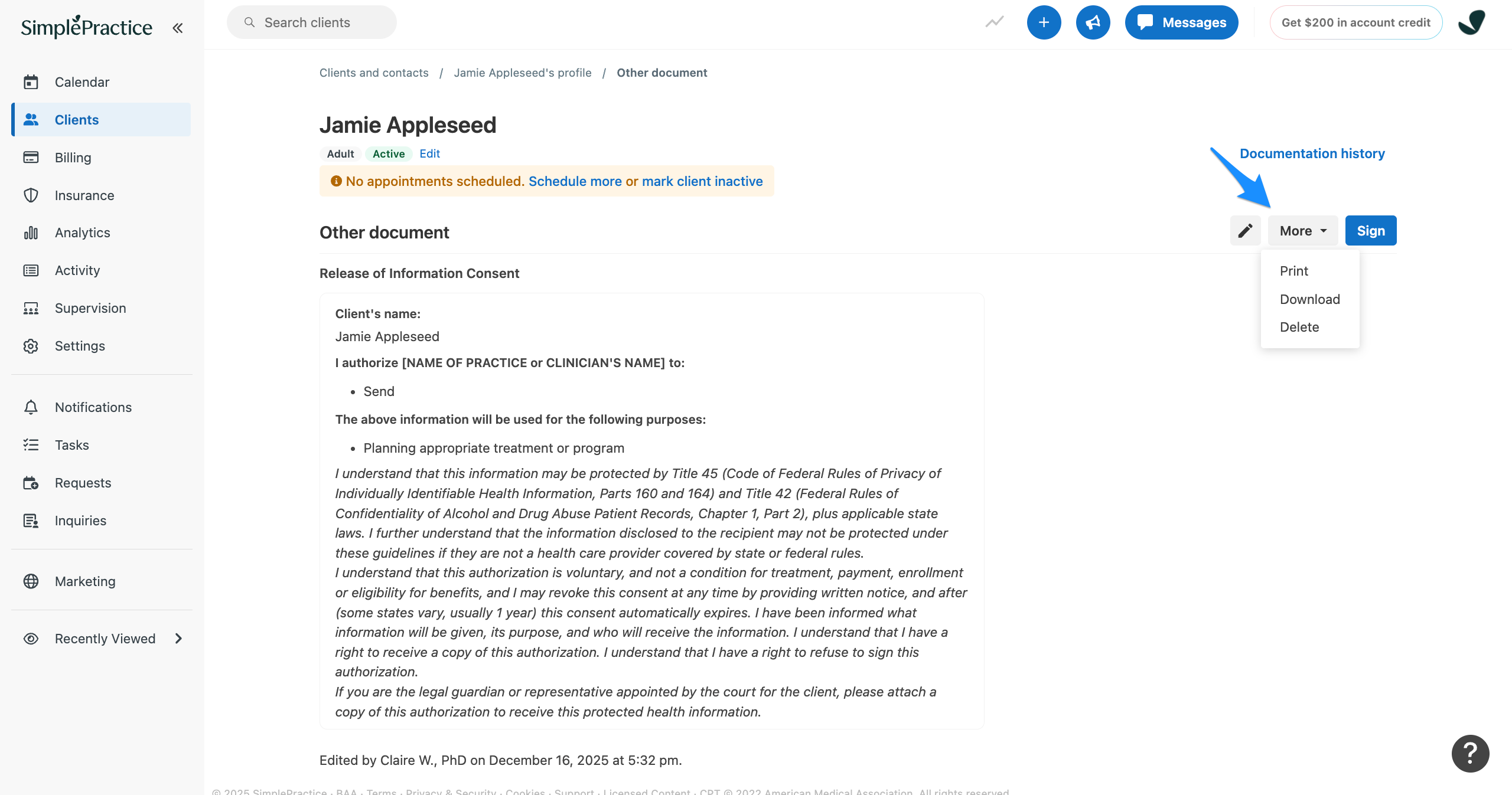 More options for other document