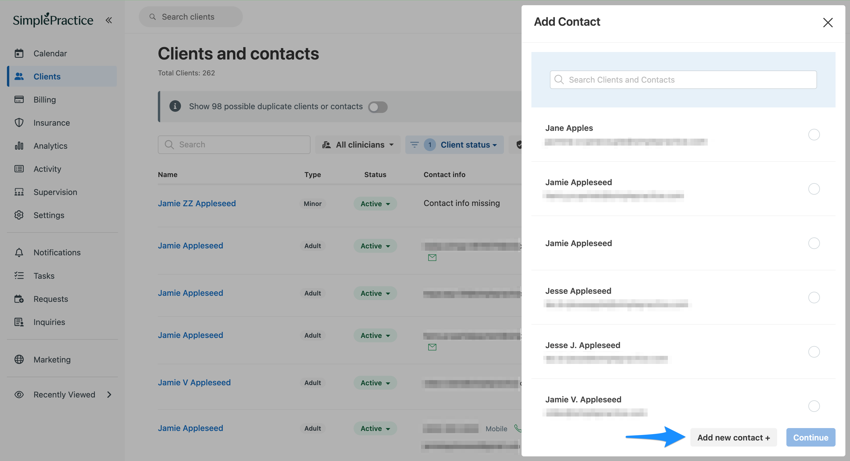 Add new contact flow for creating a new contact profile