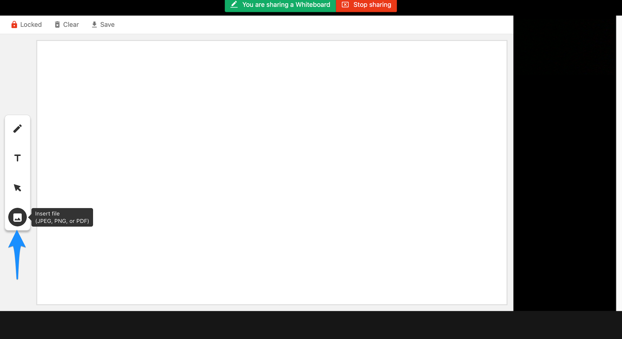 Stickers tool panel showing nine available sticker options.