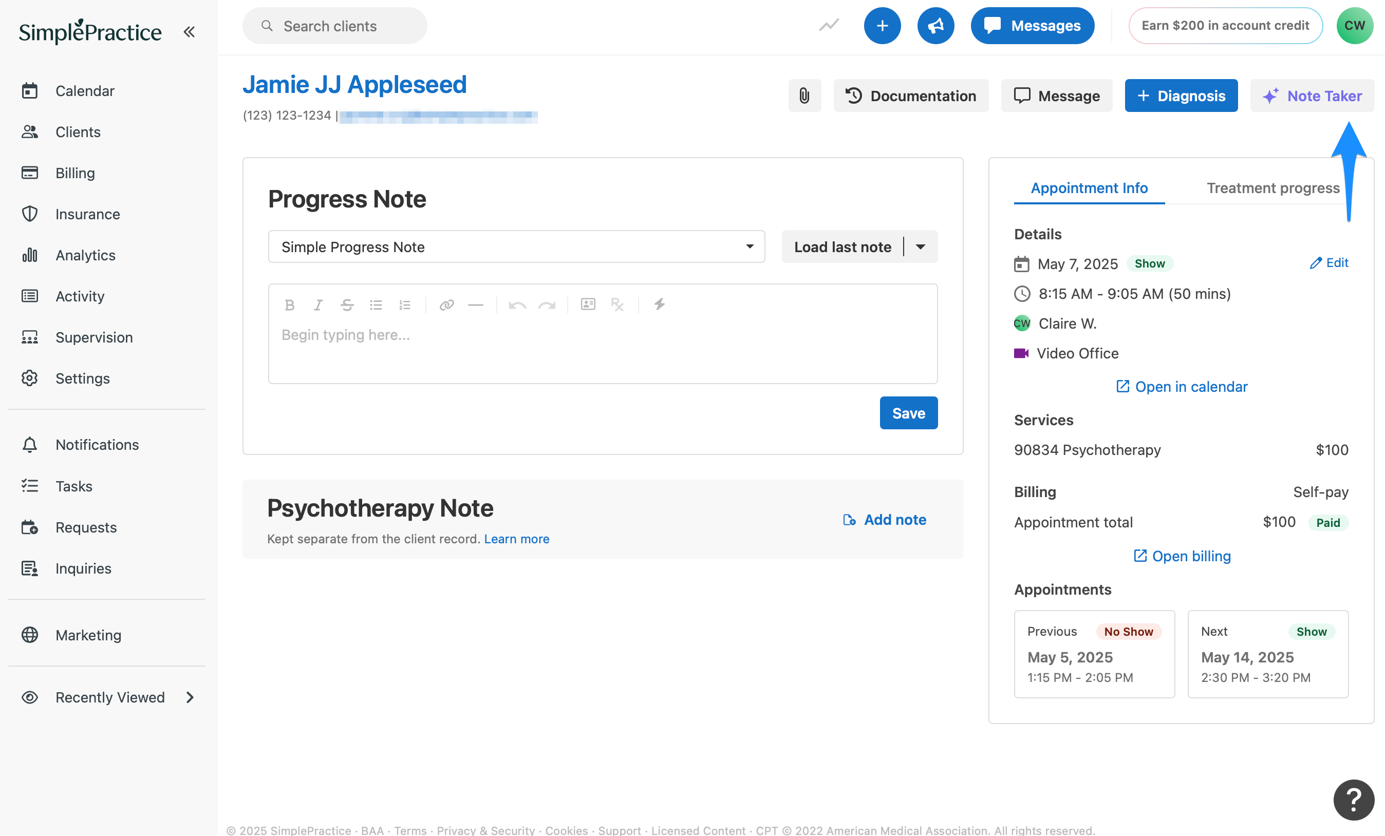 Using Note Taker with telehealth – SimplePractice Support