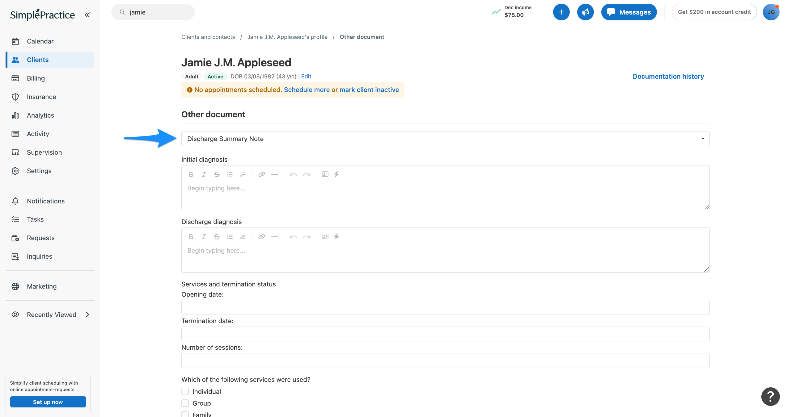 Dropdown for template in other document