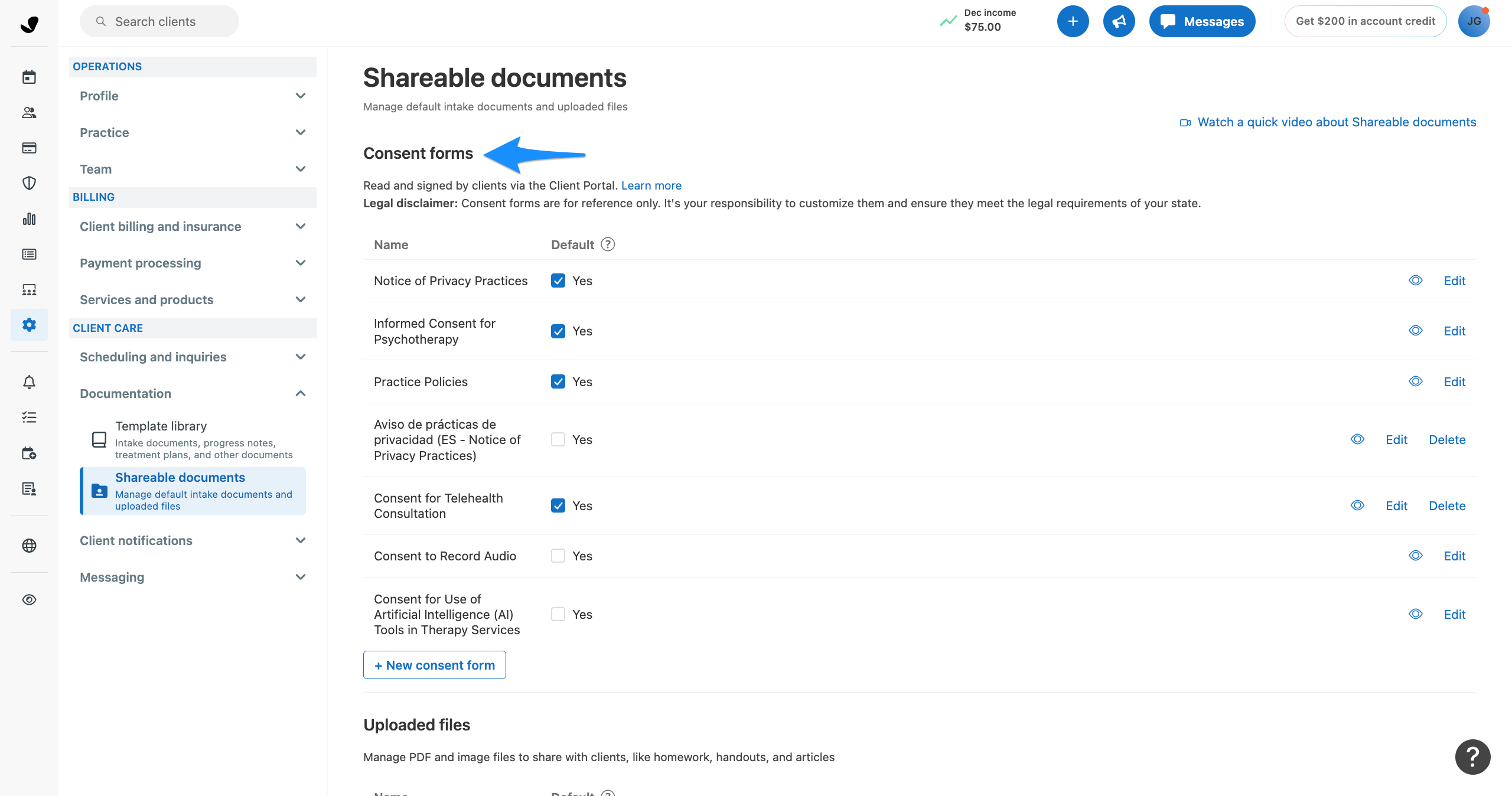Managing consent forms – SimplePractice Support